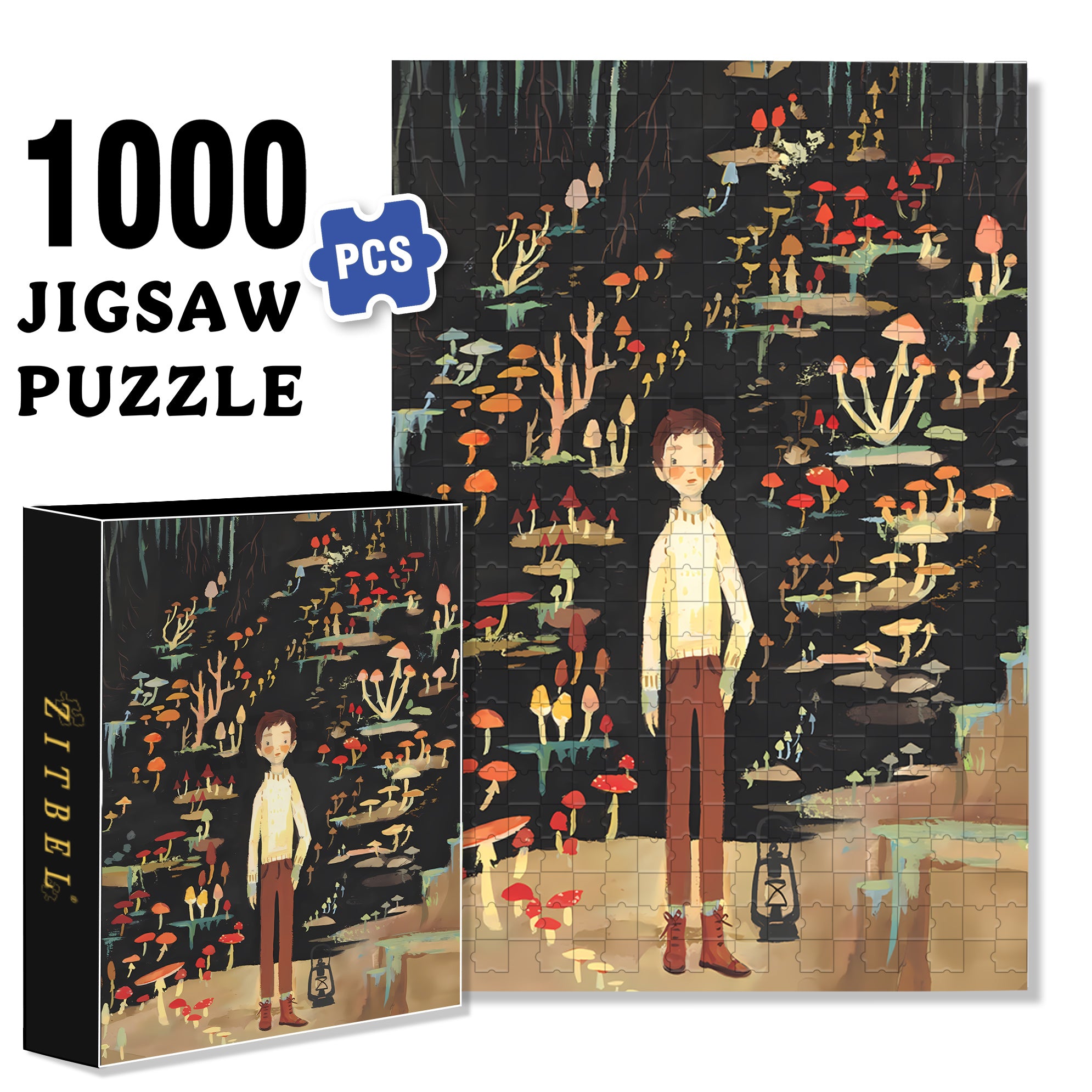 Mushroom Boy 500pcs/1000pcs Jigsaw Puzzle, Scratch-Resistant, Interactive Family Game & Brain-Boosting DIY Decor, Perfect for Halloween, Christmas & New Year Gifts, Family Puzzle Game