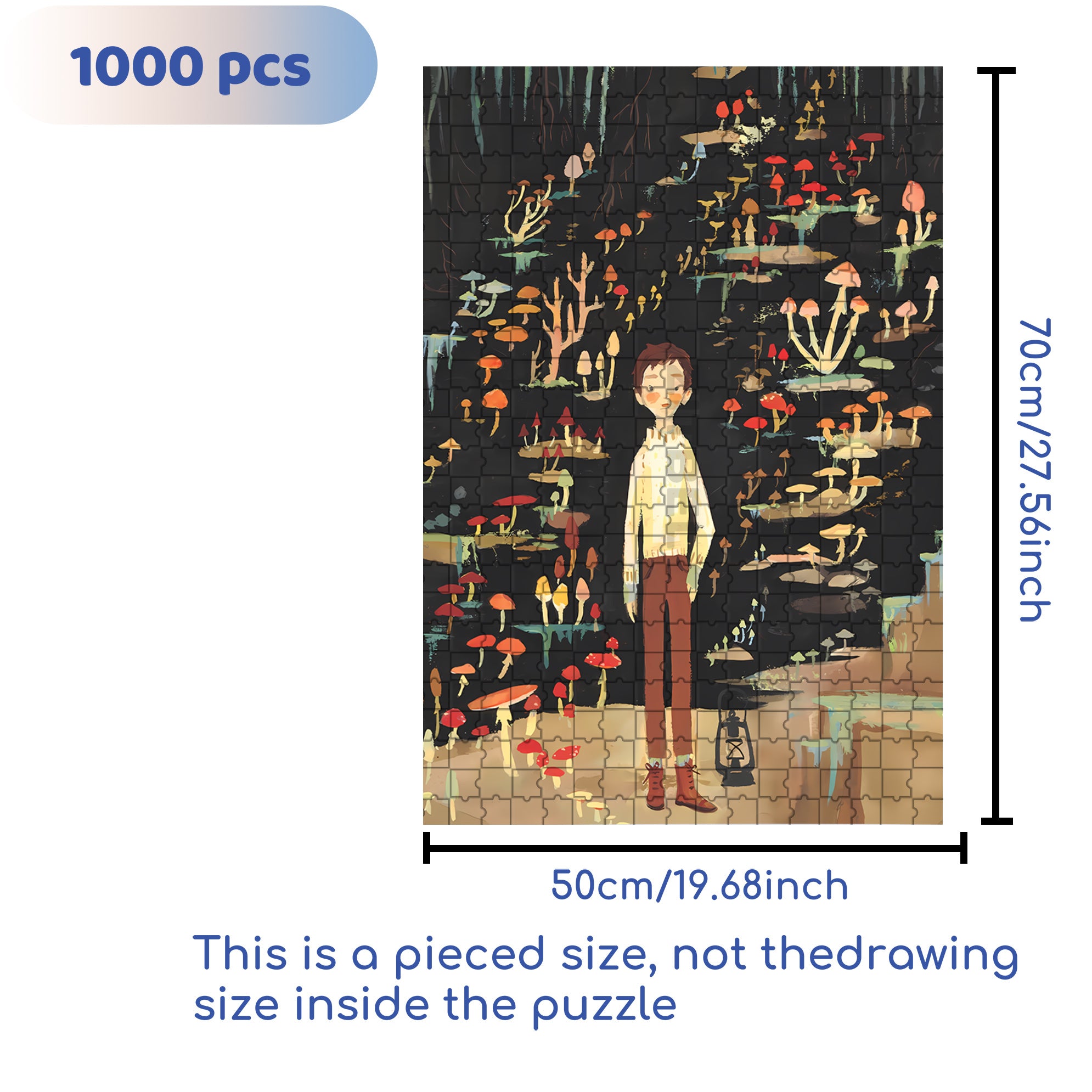 Mushroom Boy 500pcs/1000pcs Jigsaw Puzzle, Scratch-Resistant, Interactive Family Game & Brain-Boosting DIY Decor, Perfect for Halloween, Christmas & New Year Gifts, Family Puzzle Game