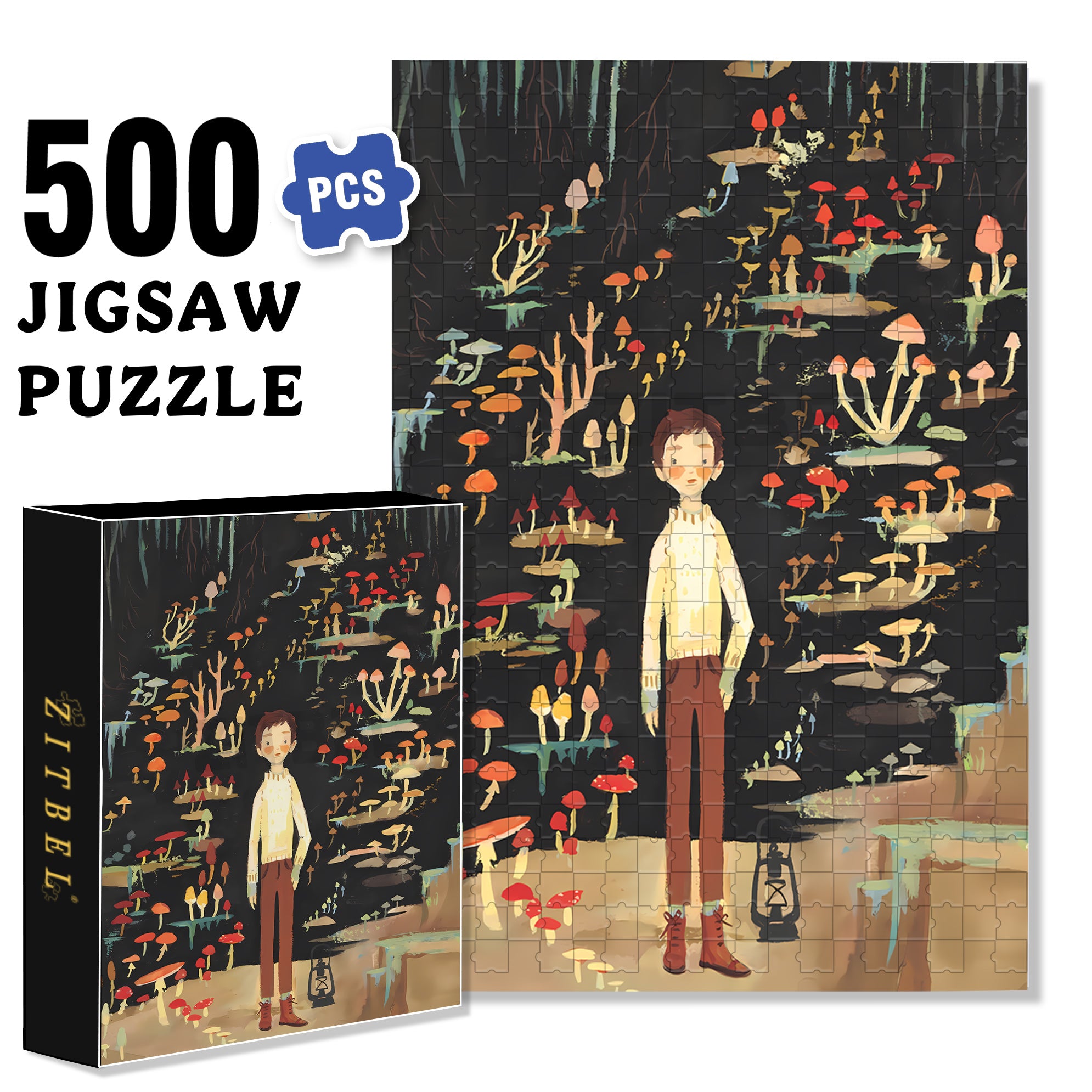 Mushroom Boy 500pcs/1000pcs Jigsaw Puzzle, Scratch-Resistant, Interactive Family Game & Brain-Boosting DIY Decor, Perfect for Halloween, Christmas & New Year Gifts, Family Puzzle Game
