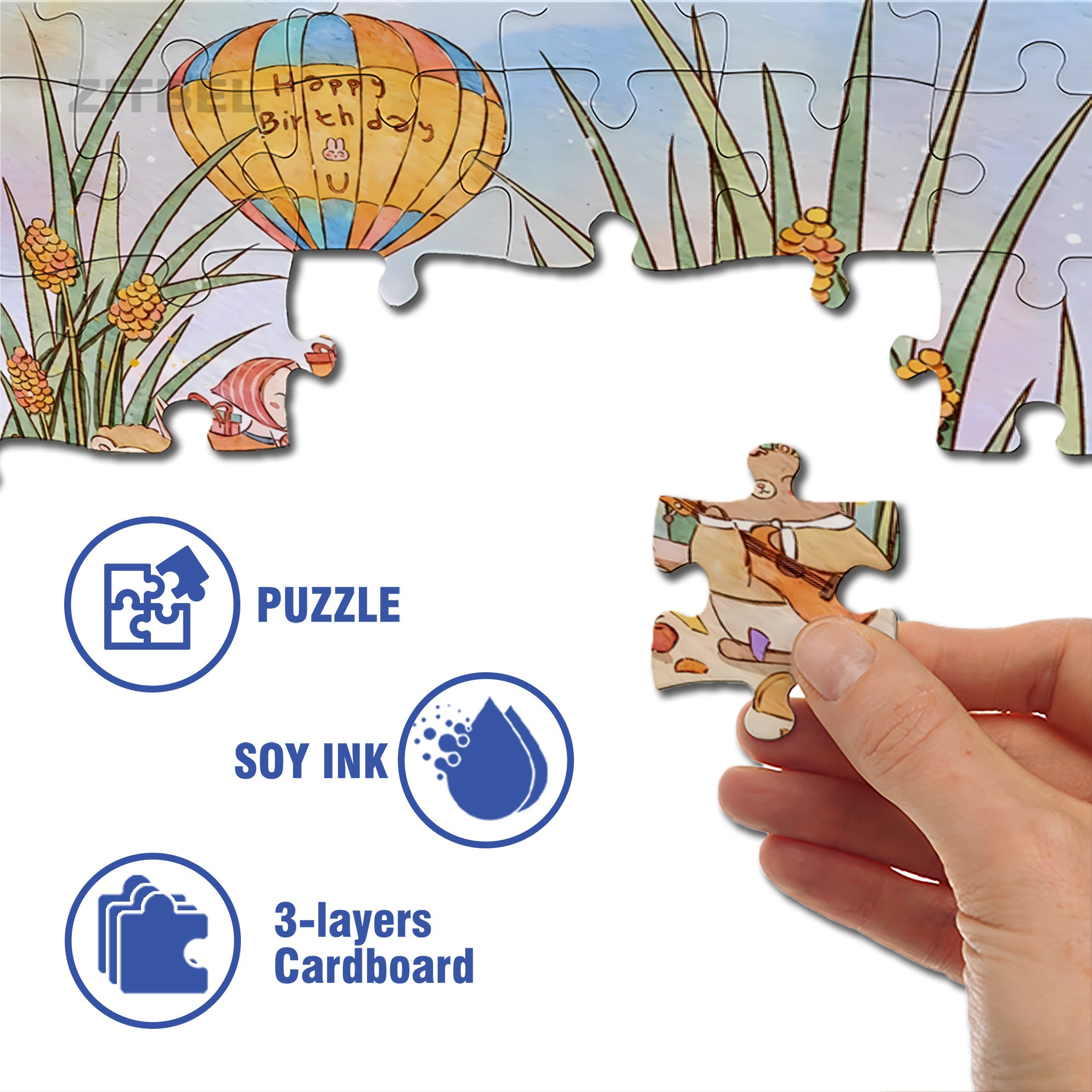 Rabbit's Birthday Party 500pcs/1000pcs Jigsaw Puzzle, Scratch-Resistant, Interactive Family Game & Brain-Boosting DIY Decor, Perfect for Halloween, Christmas & New Year Gifts, Family Puzzle Game