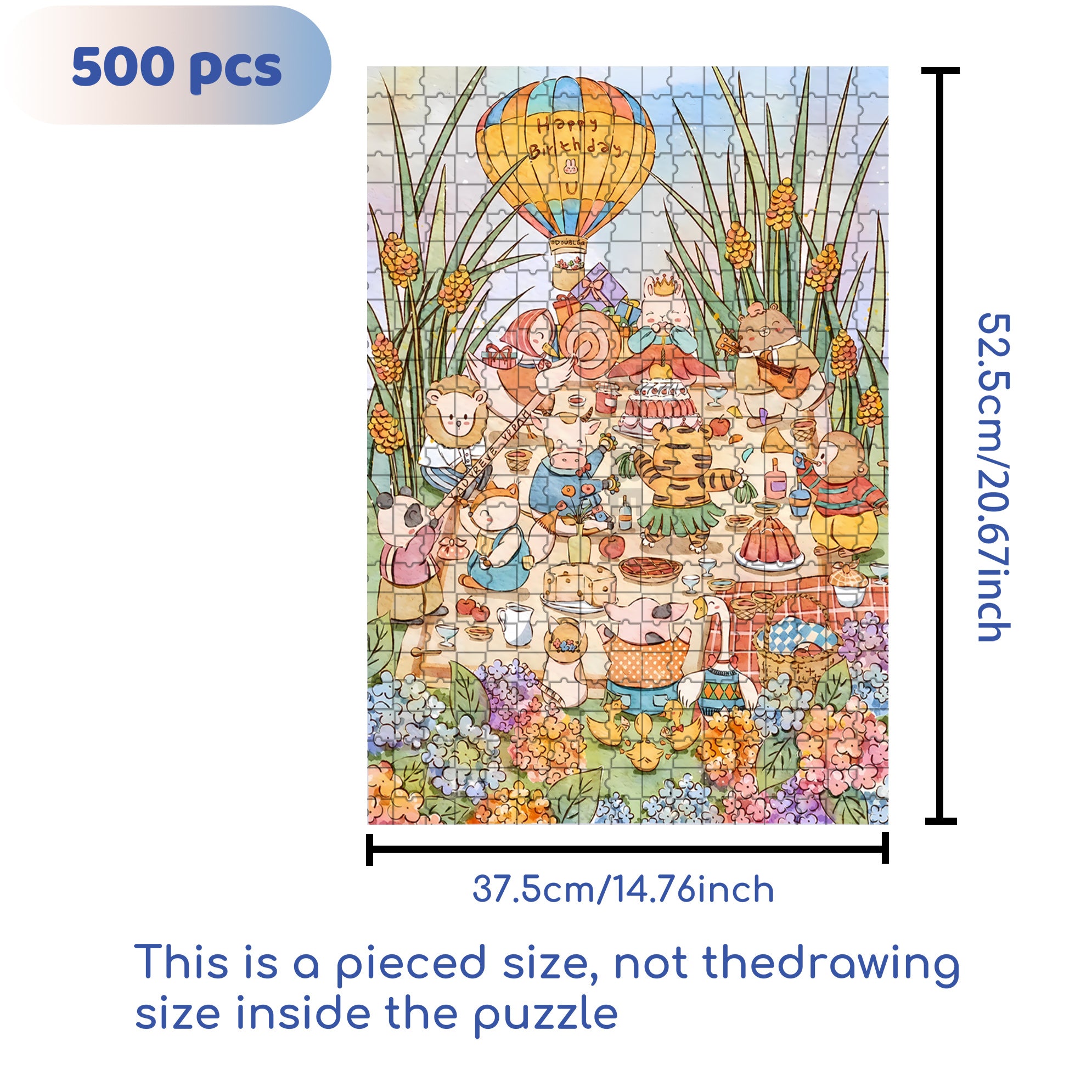 Rabbit's Birthday Party 500pcs/1000pcs Jigsaw Puzzle, Scratch-Resistant, Interactive Family Game & Brain-Boosting DIY Decor, Perfect for Halloween, Christmas & New Year Gifts, Family Puzzle Game