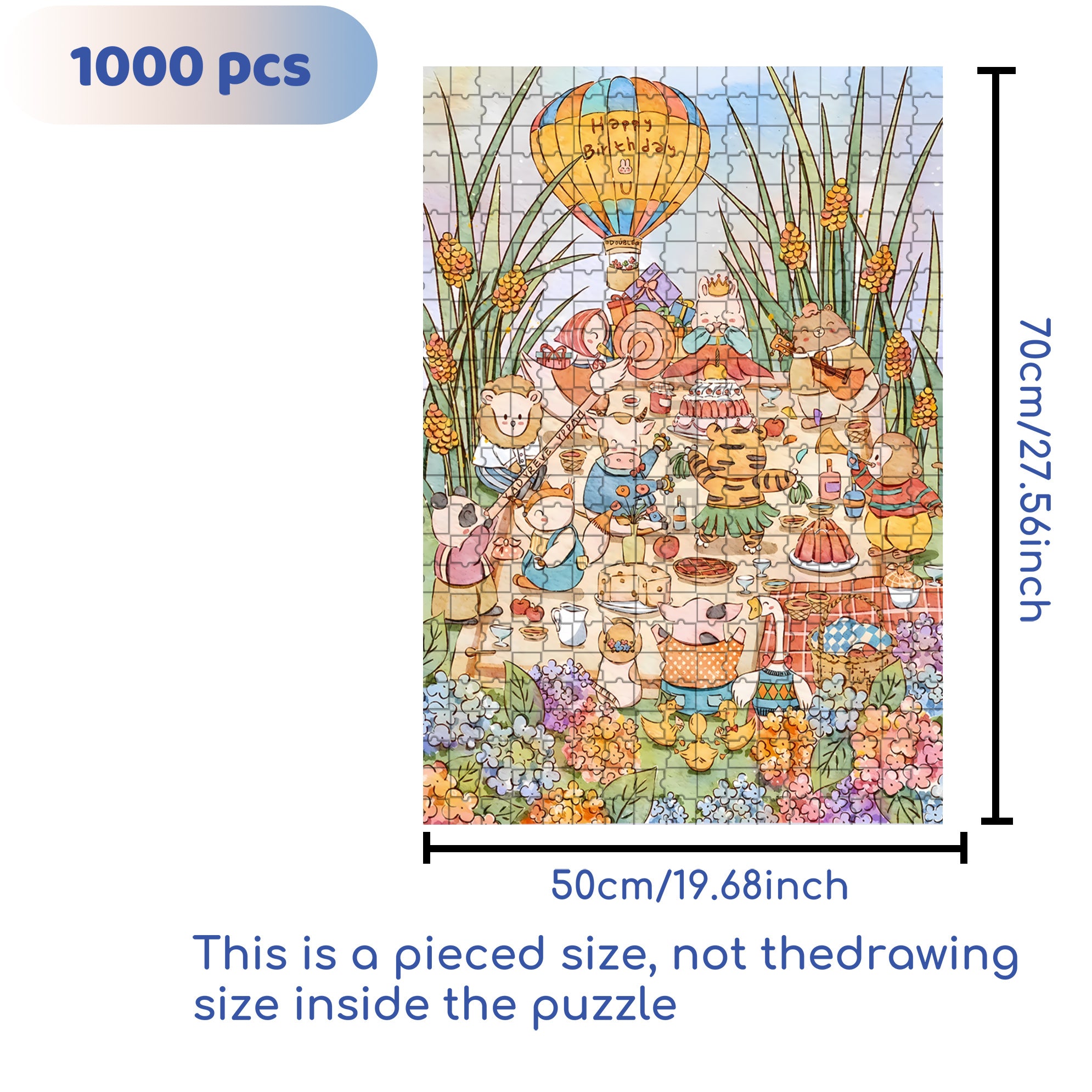 Rabbit's Birthday Party 500pcs/1000pcs Jigsaw Puzzle, Scratch-Resistant, Interactive Family Game & Brain-Boosting DIY Decor, Perfect for Halloween, Christmas & New Year Gifts, Family Puzzle Game