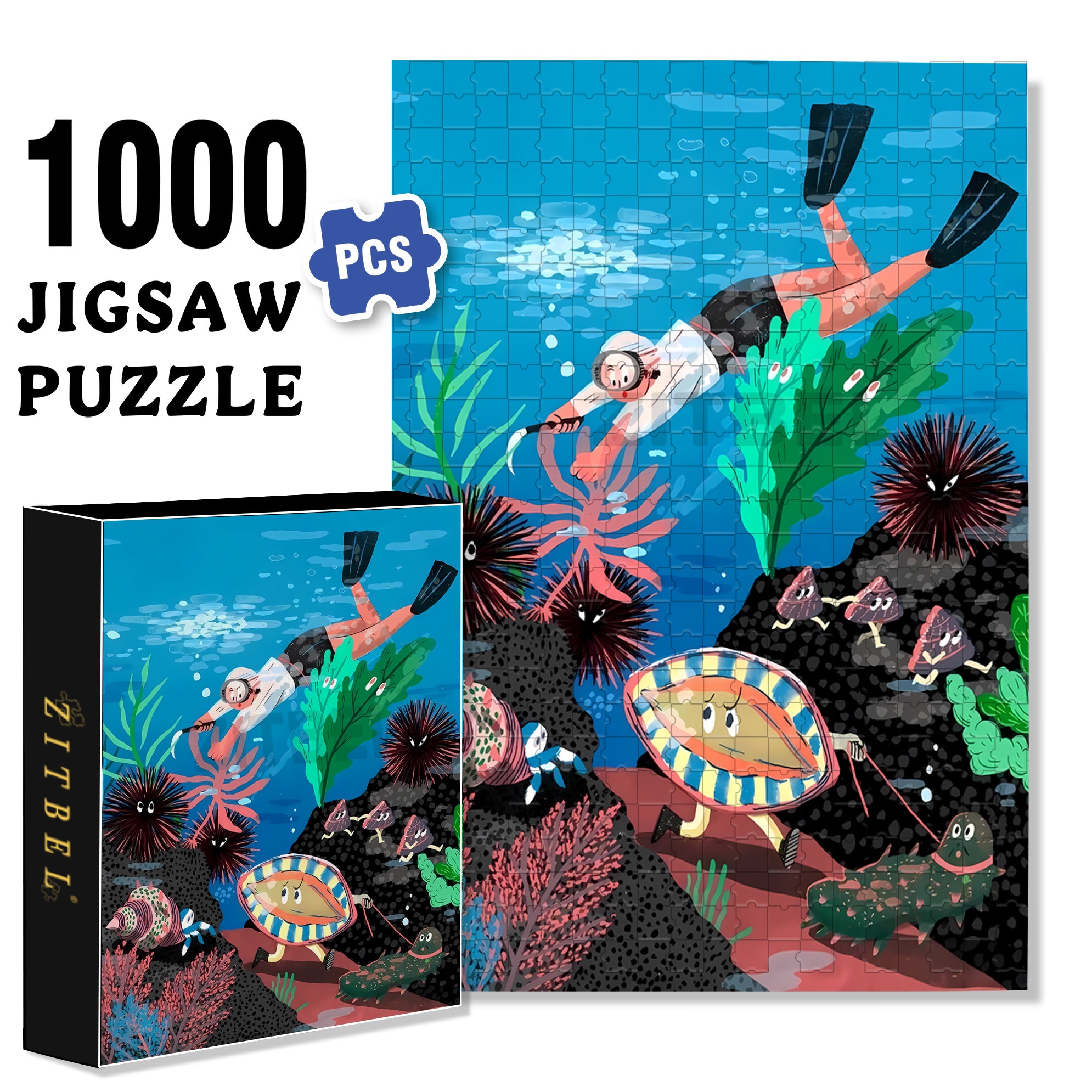 Sea ??Urchin 500pcs/1000pcs Jigsaw Puzzle, Scratch-Resistant, Interactive Family Game & Brain-Boosting DIY Decor, Perfect for Halloween, Christmas & New Year Gifts, Family Puzzle Game