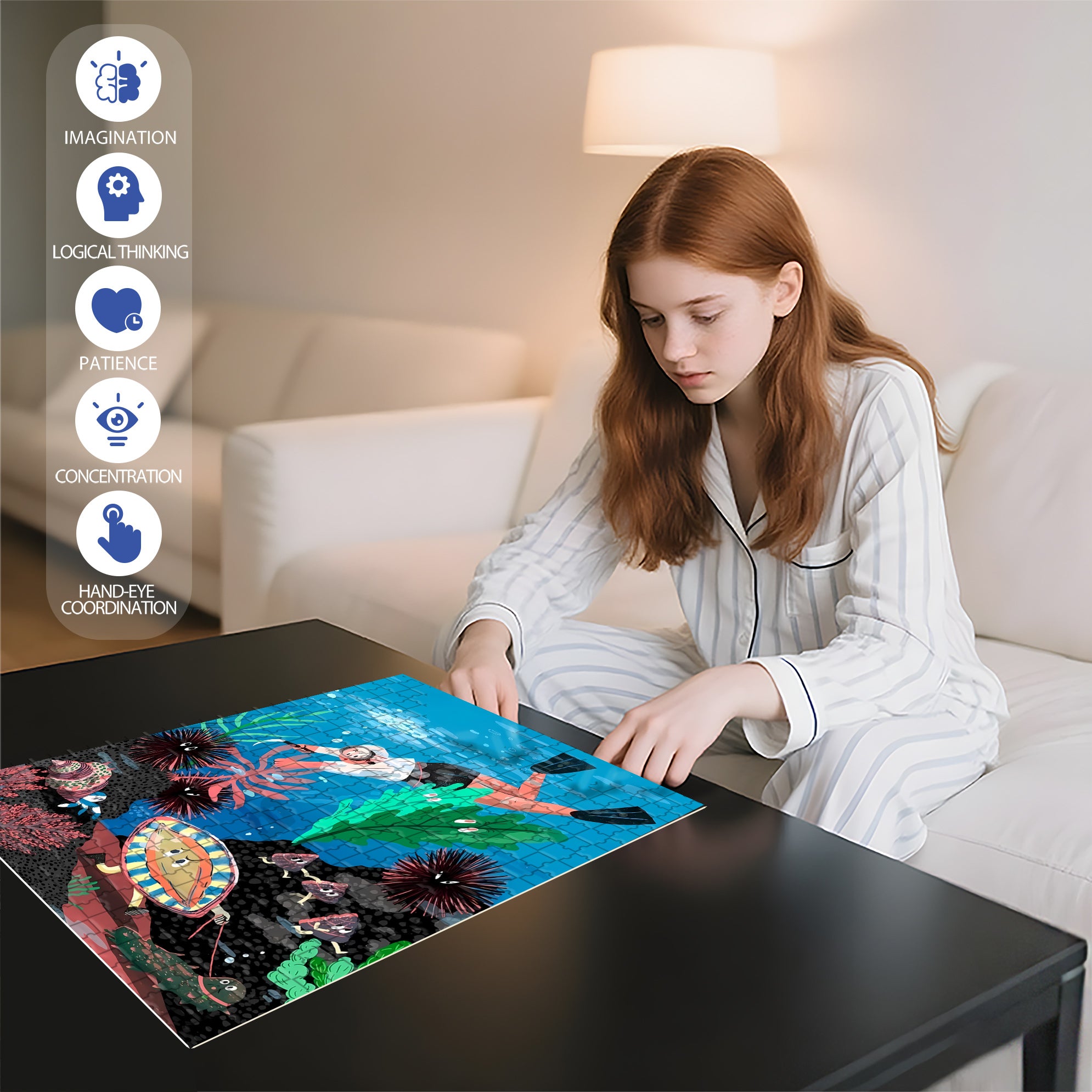 Sea ??Urchin 500pcs/1000pcs Jigsaw Puzzle, Scratch-Resistant, Interactive Family Game & Brain-Boosting DIY Decor, Perfect for Halloween, Christmas & New Year Gifts, Family Puzzle Game