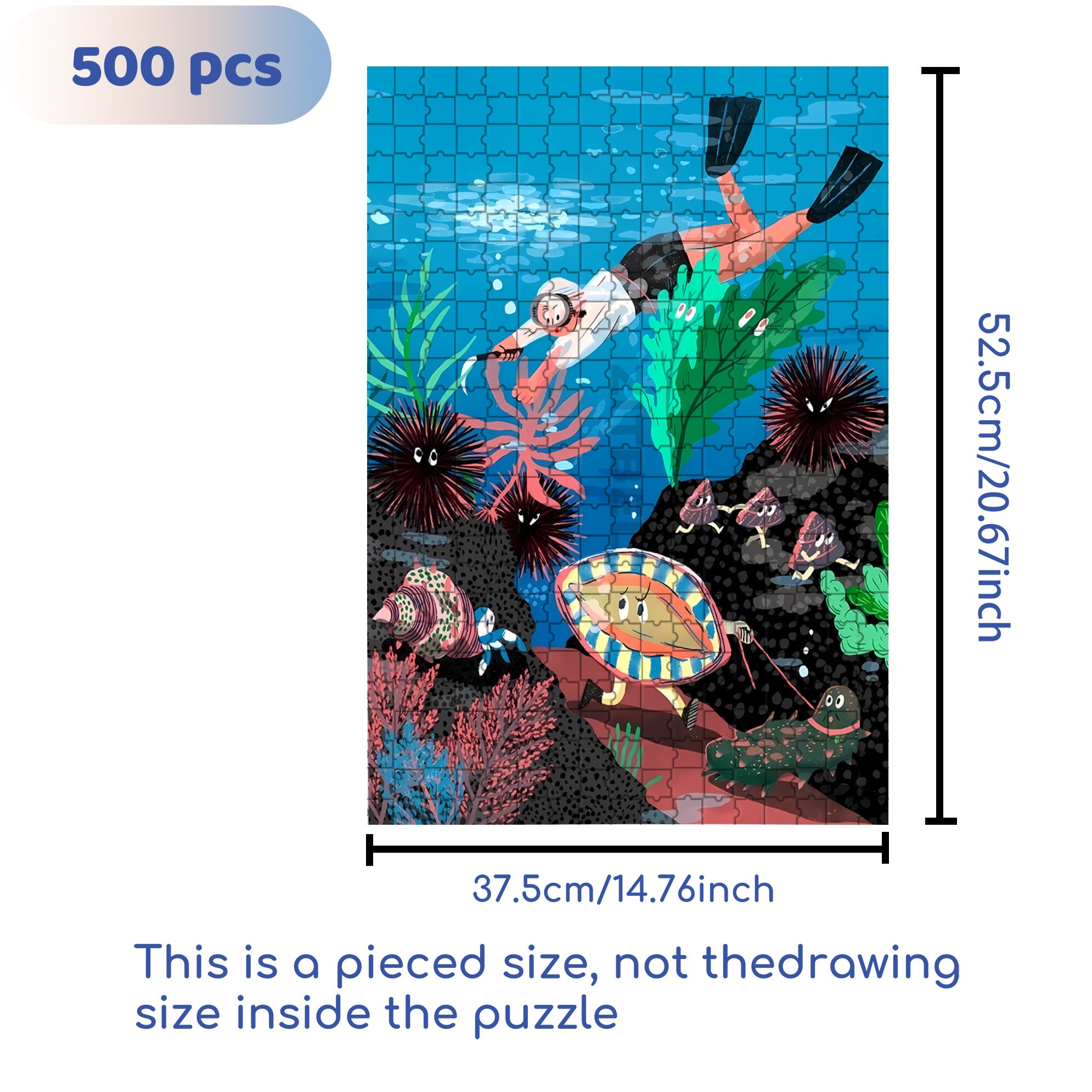 Sea ??Urchin 500pcs/1000pcs Jigsaw Puzzle, Scratch-Resistant, Interactive Family Game & Brain-Boosting DIY Decor, Perfect for Halloween, Christmas & New Year Gifts, Family Puzzle Game