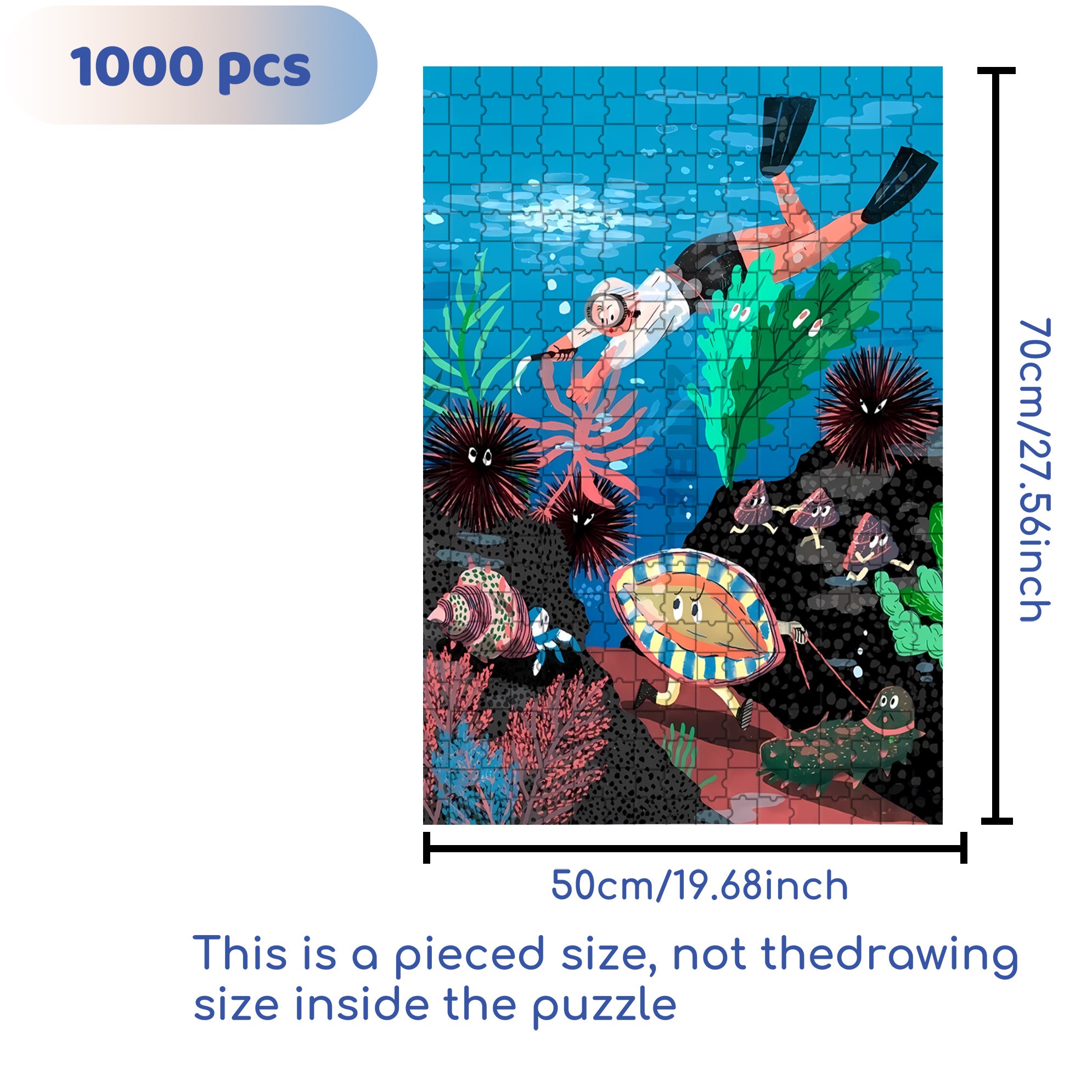 Sea ??Urchin 500pcs/1000pcs Jigsaw Puzzle, Scratch-Resistant, Interactive Family Game & Brain-Boosting DIY Decor, Perfect for Halloween, Christmas & New Year Gifts, Family Puzzle Game