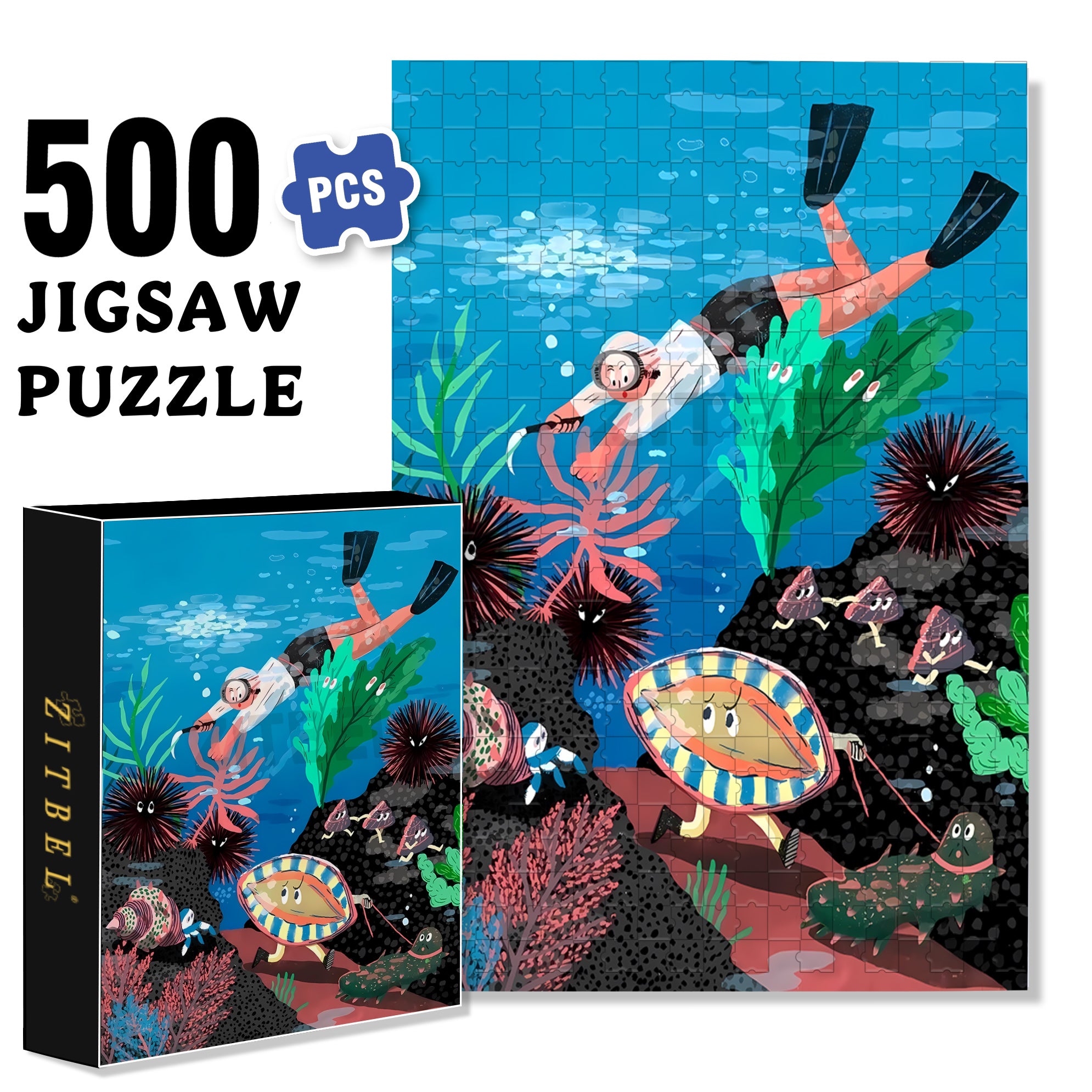 Sea ??Urchin 500pcs/1000pcs Jigsaw Puzzle, Scratch-Resistant, Interactive Family Game & Brain-Boosting DIY Decor, Perfect for Halloween, Christmas & New Year Gifts, Family Puzzle Game