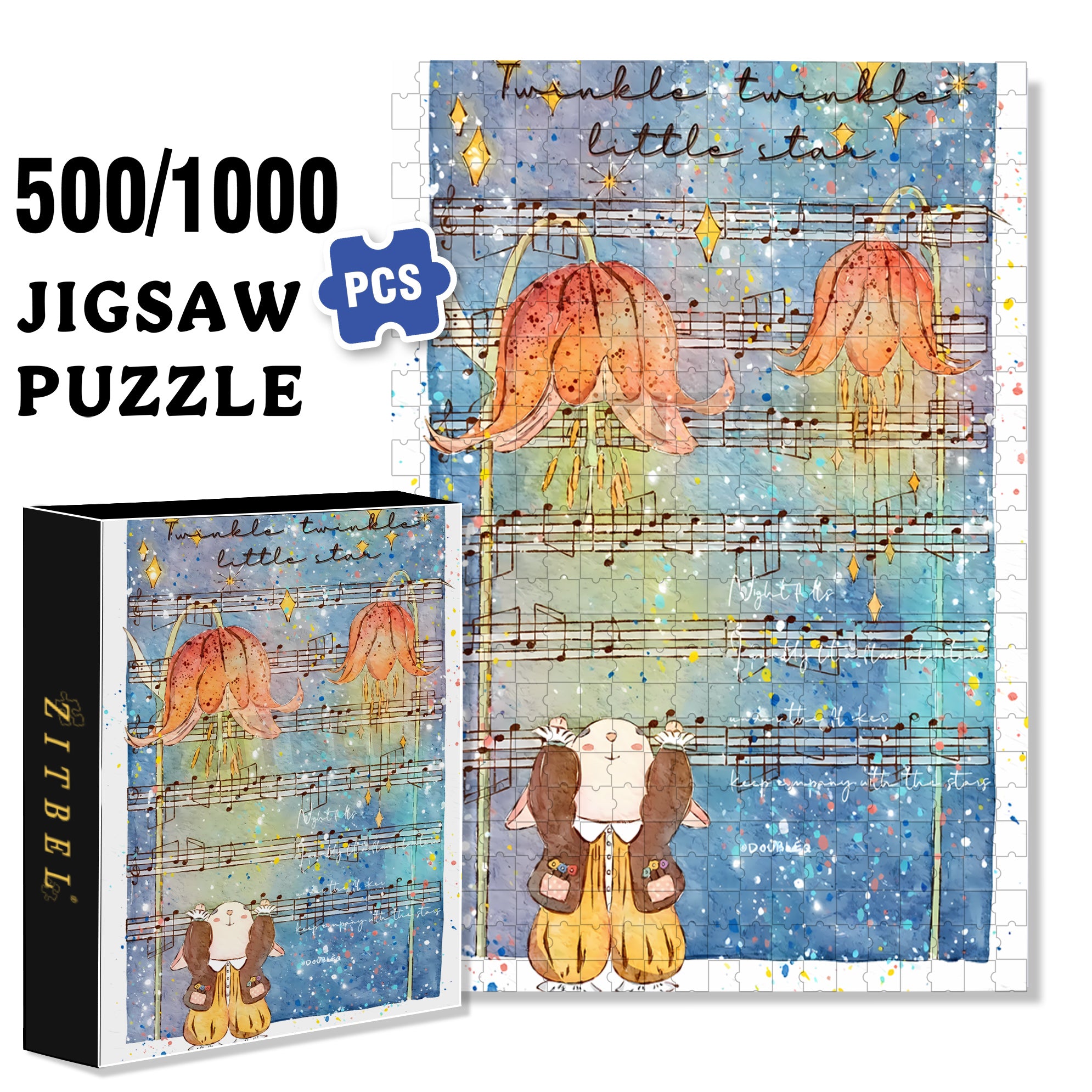 Sheet Music 500pcs/1000pcs Jigsaw Puzzle, Scratch-Resistant, Interactive Family Game & Brain-Boosting DIY Decor, Perfect for Halloween, Christmas & New Year Gifts, Family Puzzle Game
