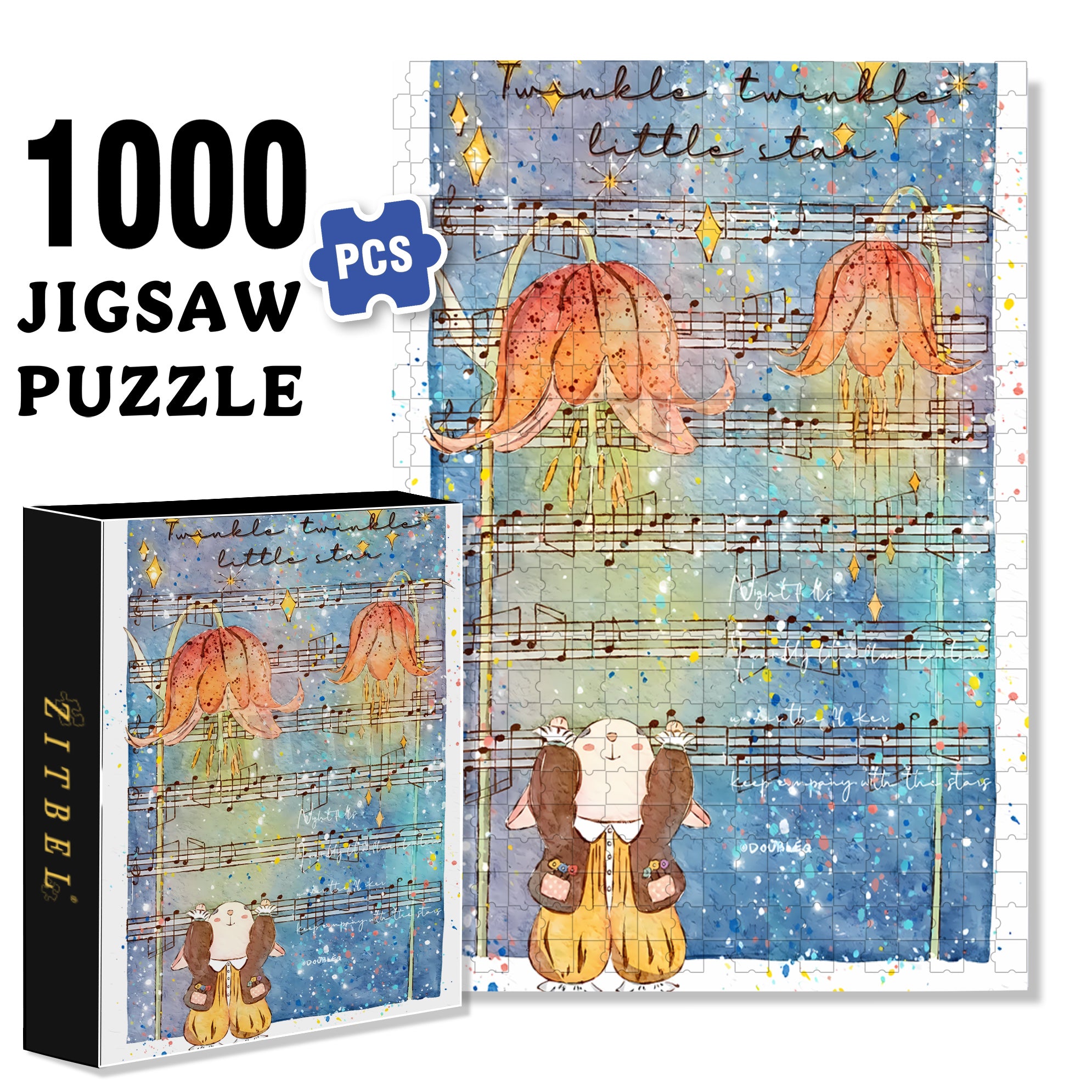 Sheet Music 500pcs/1000pcs Jigsaw Puzzle, Scratch-Resistant, Interactive Family Game & Brain-Boosting DIY Decor, Perfect for Halloween, Christmas & New Year Gifts, Family Puzzle Game