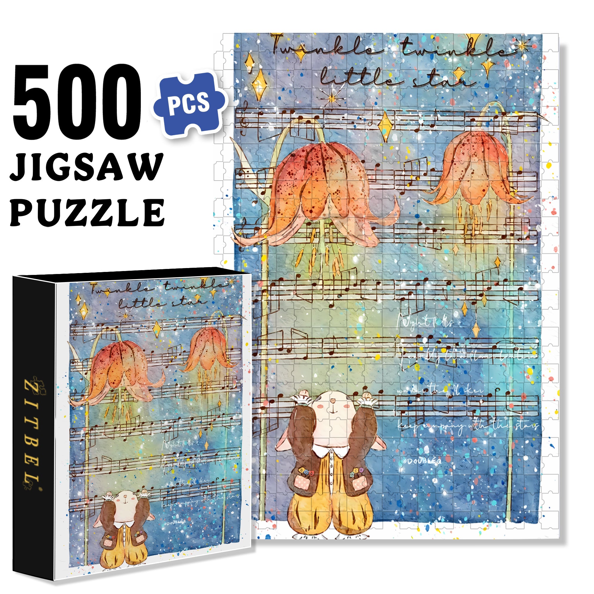 Sheet Music 500pcs/1000pcs Jigsaw Puzzle, Scratch-Resistant, Interactive Family Game & Brain-Boosting DIY Decor, Perfect for Halloween, Christmas & New Year Gifts, Family Puzzle Game