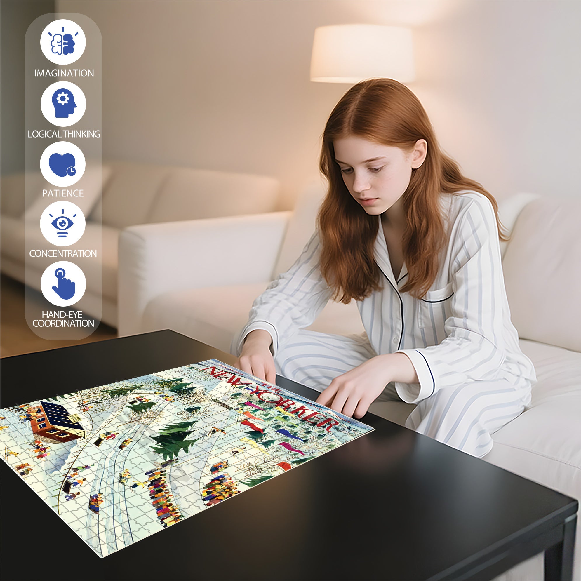 Sledding and Skiing 500pcs/1000pcs Jigsaw Puzzle, Scratch-Resistant, Interactive Family Game & Brain-Boosting DIY Decor, Perfect for Halloween, Christmas & New Year Gifts, Family Puzzle Game