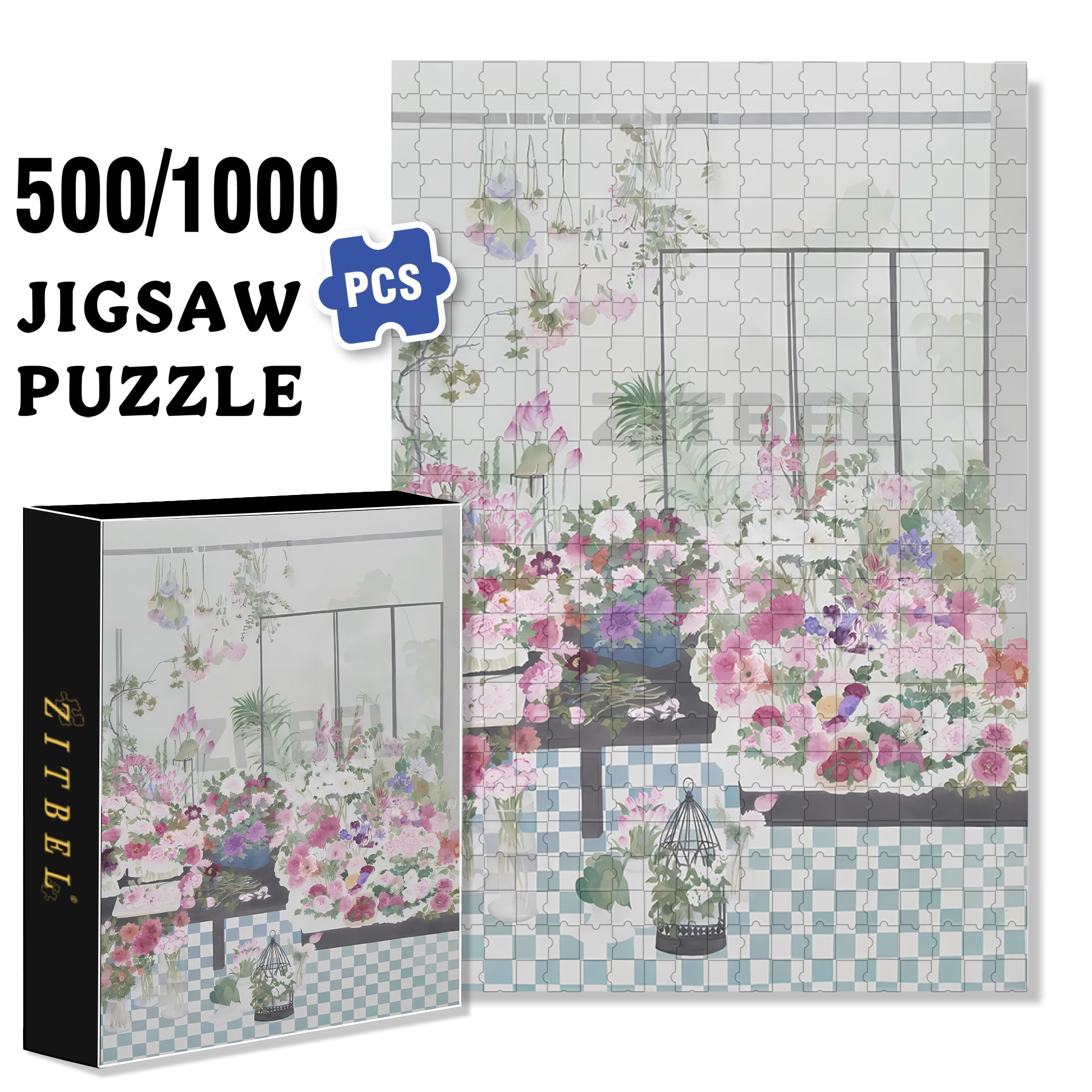 Summer Floral Fragrance 500pcs/1000pcs Jigsaw Puzzle, Scratch-Resistant, Interactive Family Game & Brain-Boosting DIY Decor, Perfect for Halloween, Christmas & New Year Gifts, Family Puzzle Game