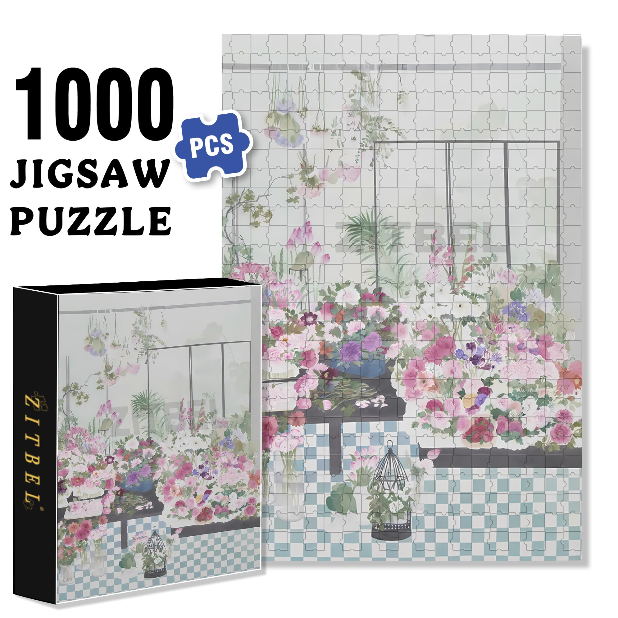 Summer Floral Fragrance 500pcs/1000pcs Jigsaw Puzzle, Scratch-Resistant, Interactive Family Game & Brain-Boosting DIY Decor, Perfect for Halloween, Christmas & New Year Gifts, Family Puzzle Game