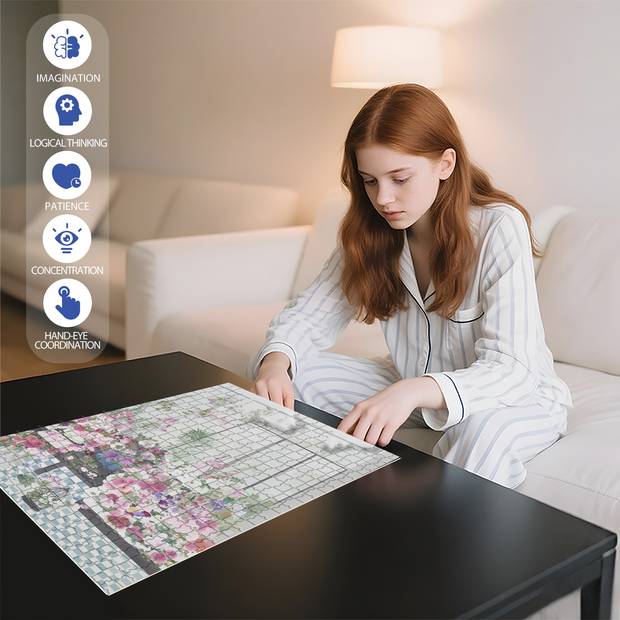 Summer Floral Fragrance 500pcs/1000pcs Jigsaw Puzzle, Scratch-Resistant, Interactive Family Game & Brain-Boosting DIY Decor, Perfect for Halloween, Christmas & New Year Gifts, Family Puzzle Game