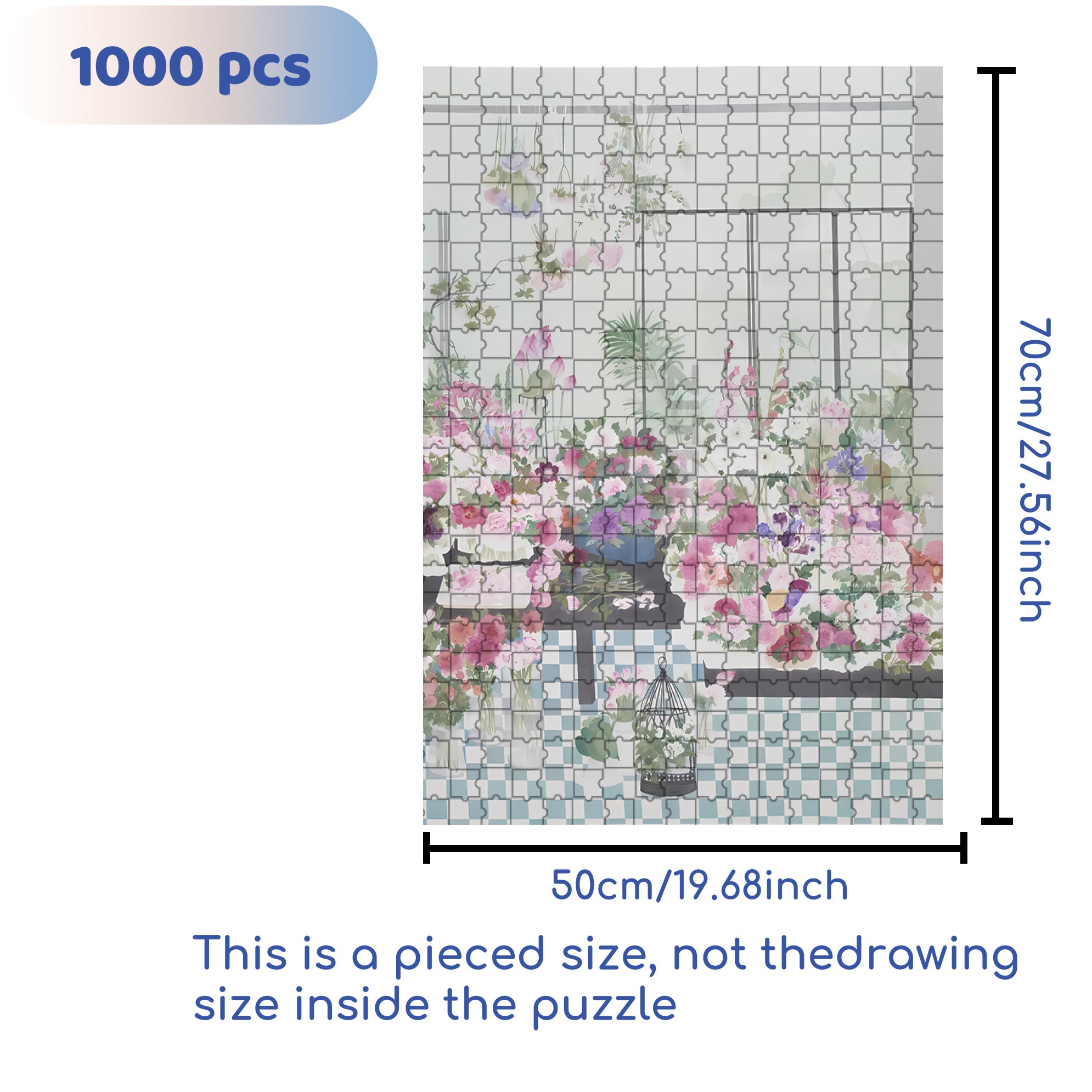 Summer Floral Fragrance 500pcs/1000pcs Jigsaw Puzzle, Scratch-Resistant, Interactive Family Game & Brain-Boosting DIY Decor, Perfect for Halloween, Christmas & New Year Gifts, Family Puzzle Game