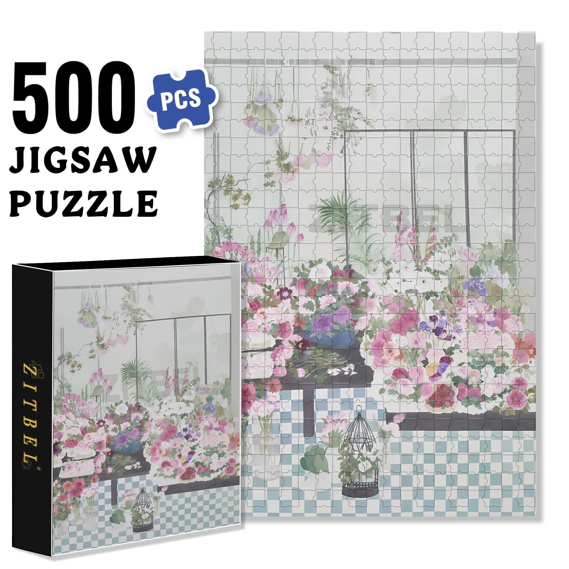 Summer Floral Fragrance 500pcs/1000pcs Jigsaw Puzzle, Scratch-Resistant, Interactive Family Game & Brain-Boosting DIY Decor, Perfect for Halloween, Christmas & New Year Gifts, Family Puzzle Game