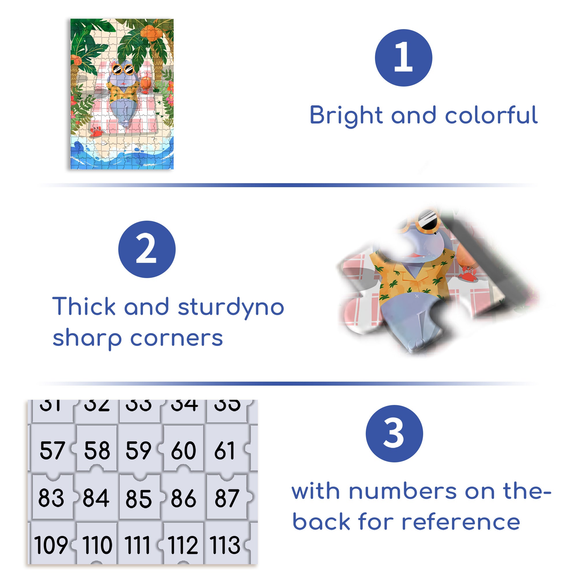 Summer Hippo 500pcs/1000pcs Jigsaw Puzzle, Scratch-Resistant, Interactive Family Game & Brain-Boosting DIY Decor, Perfect for Halloween, Christmas & New Year Gifts, Family Puzzle Game