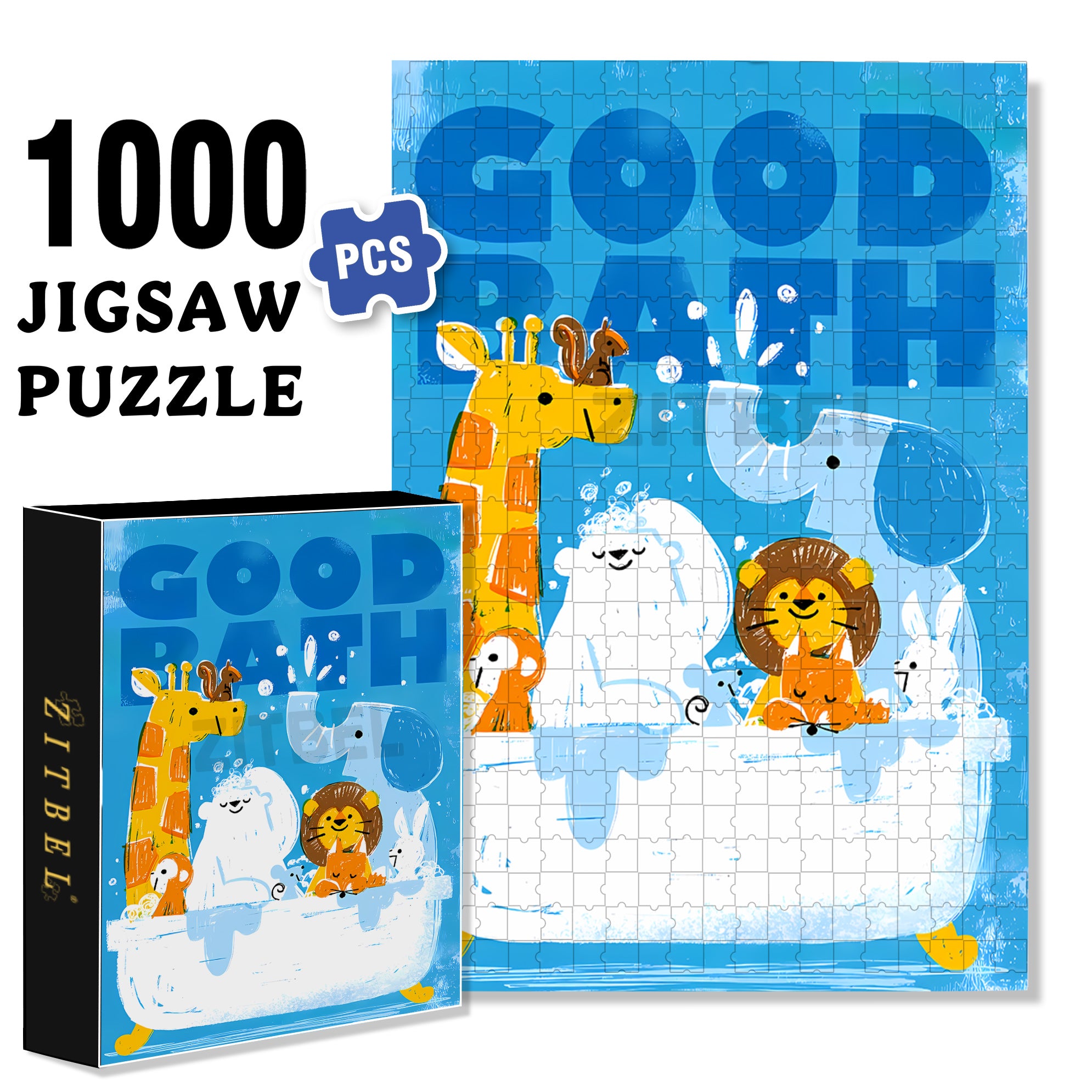 The Good Bath Day 500pcs/1000pcs Jigsaw Puzzle, Scratch-Resistant, Interactive Family Game & Brain-Boosting DIY Decor, Perfect for Halloween, Christmas & New Year Gifts, Family Puzzle Game