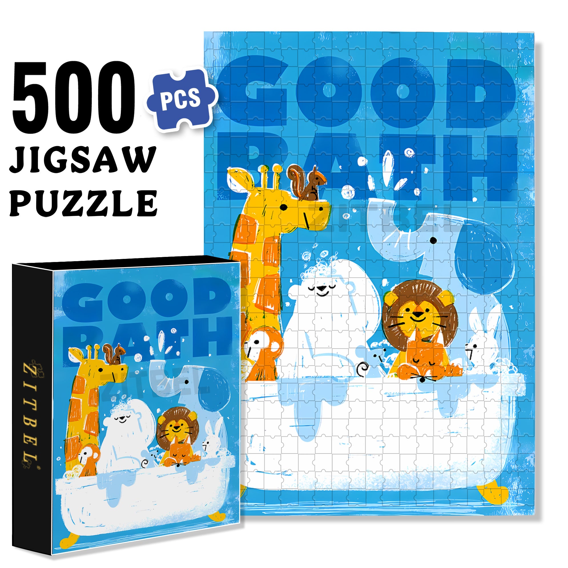 The Good Bath Day 500pcs/1000pcs Jigsaw Puzzle, Scratch-Resistant, Interactive Family Game & Brain-Boosting DIY Decor, Perfect for Halloween, Christmas & New Year Gifts, Family Puzzle Game