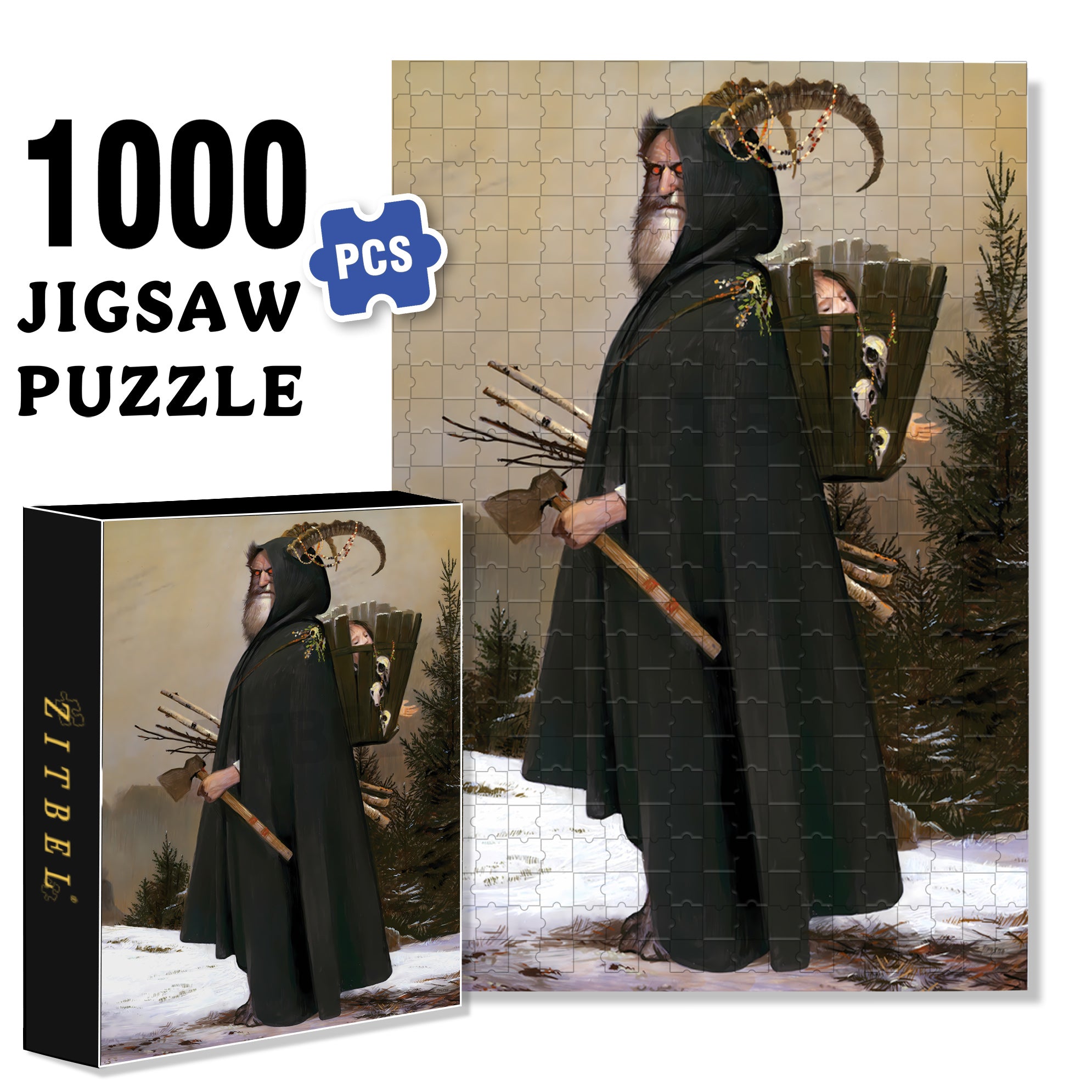 The Krampus 500pcs/1000pcs Jigsaw Puzzle, Scratch-Resistant, Interactive Family Game & Brain-Boosting DIY Decor, Perfect for Halloween, Christmas & New Year Gifts, Family Puzzle Game