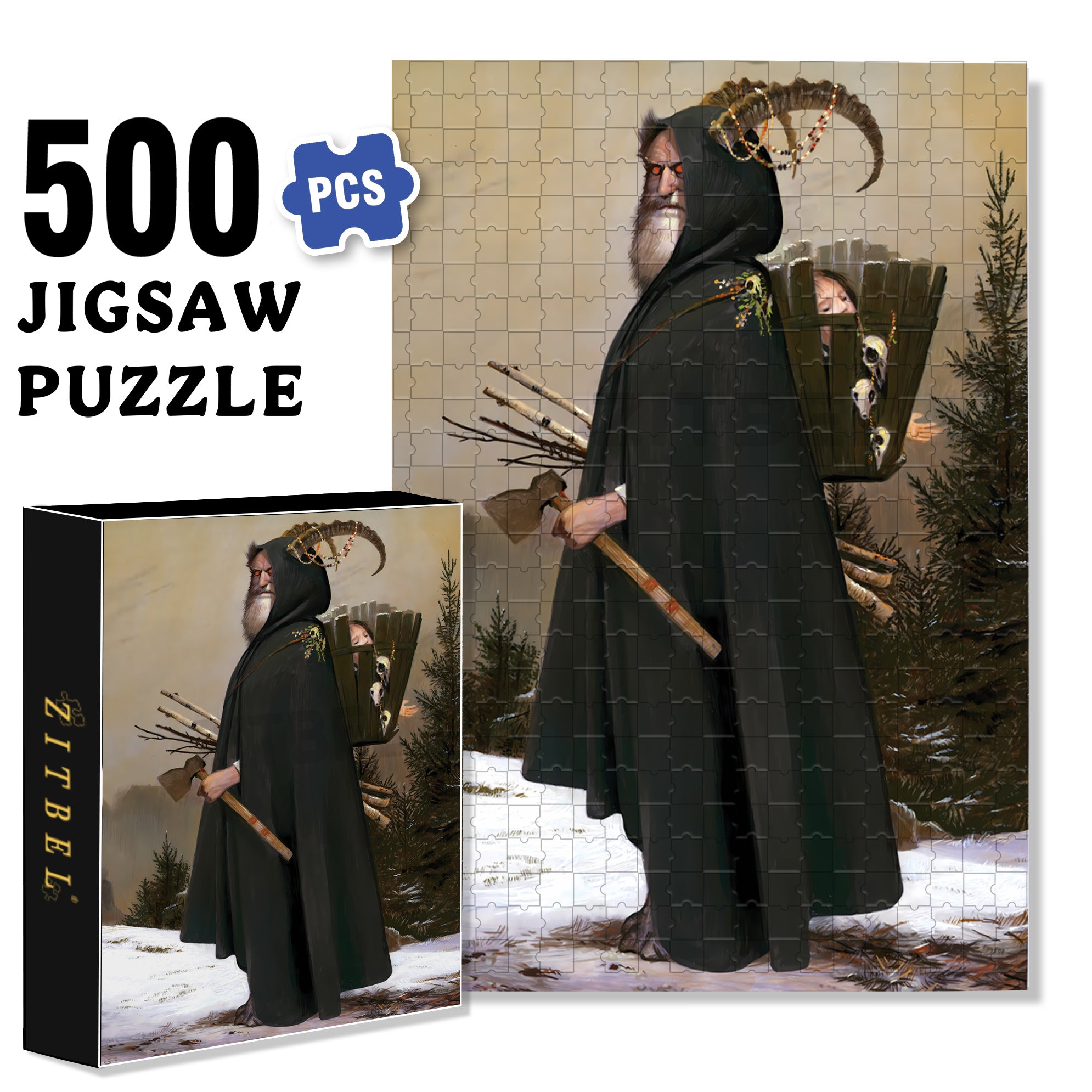 The Krampus 500pcs/1000pcs Jigsaw Puzzle, Scratch-Resistant, Interactive Family Game & Brain-Boosting DIY Decor, Perfect for Halloween, Christmas & New Year Gifts, Family Puzzle Game