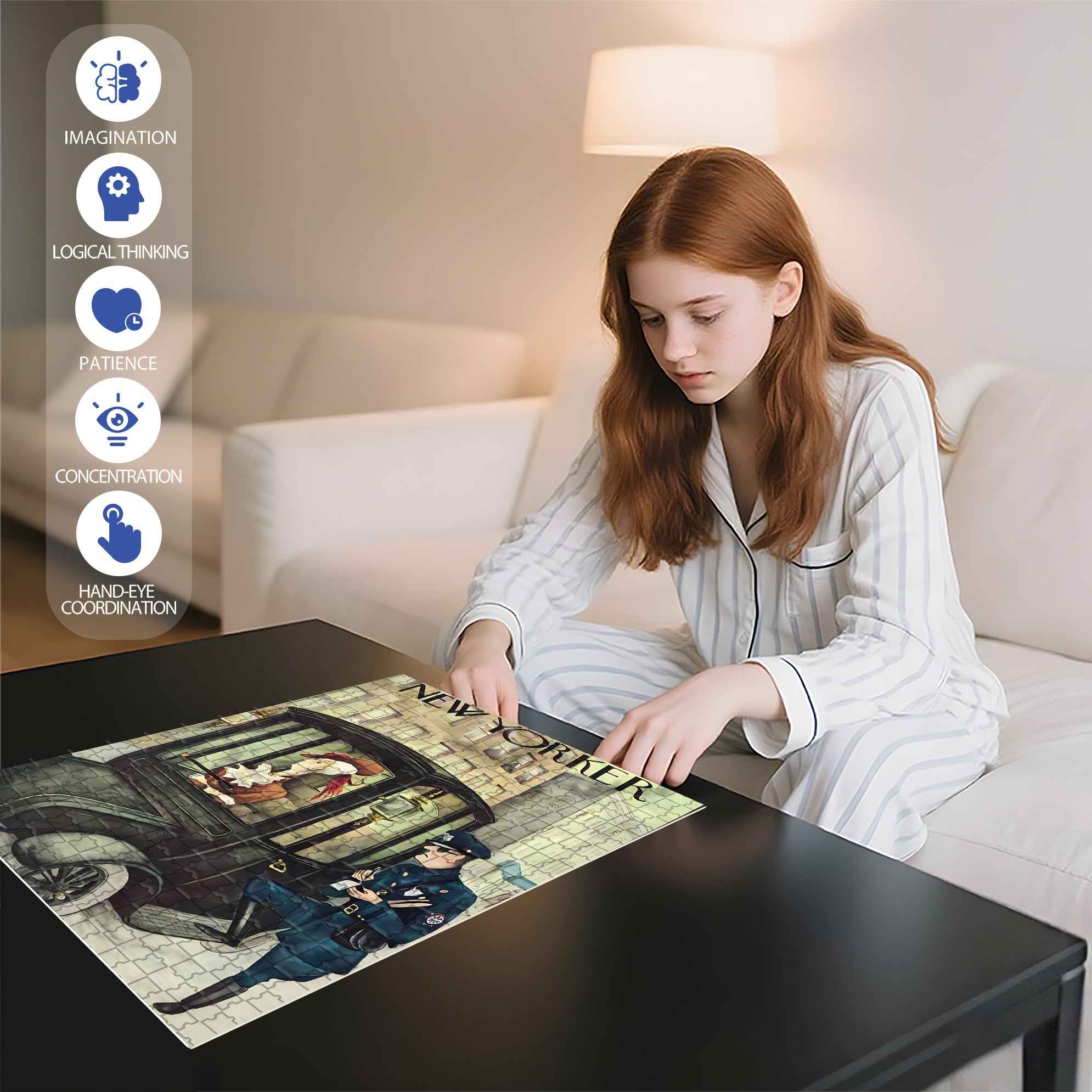 Ticket 500pcs/1000pcs Jigsaw Puzzle, Scratch-Resistant, Interactive Family Game & Brain-Boosting DIY Decor, Perfect for Halloween, Christmas & New Year Gifts, Family Puzzle Game