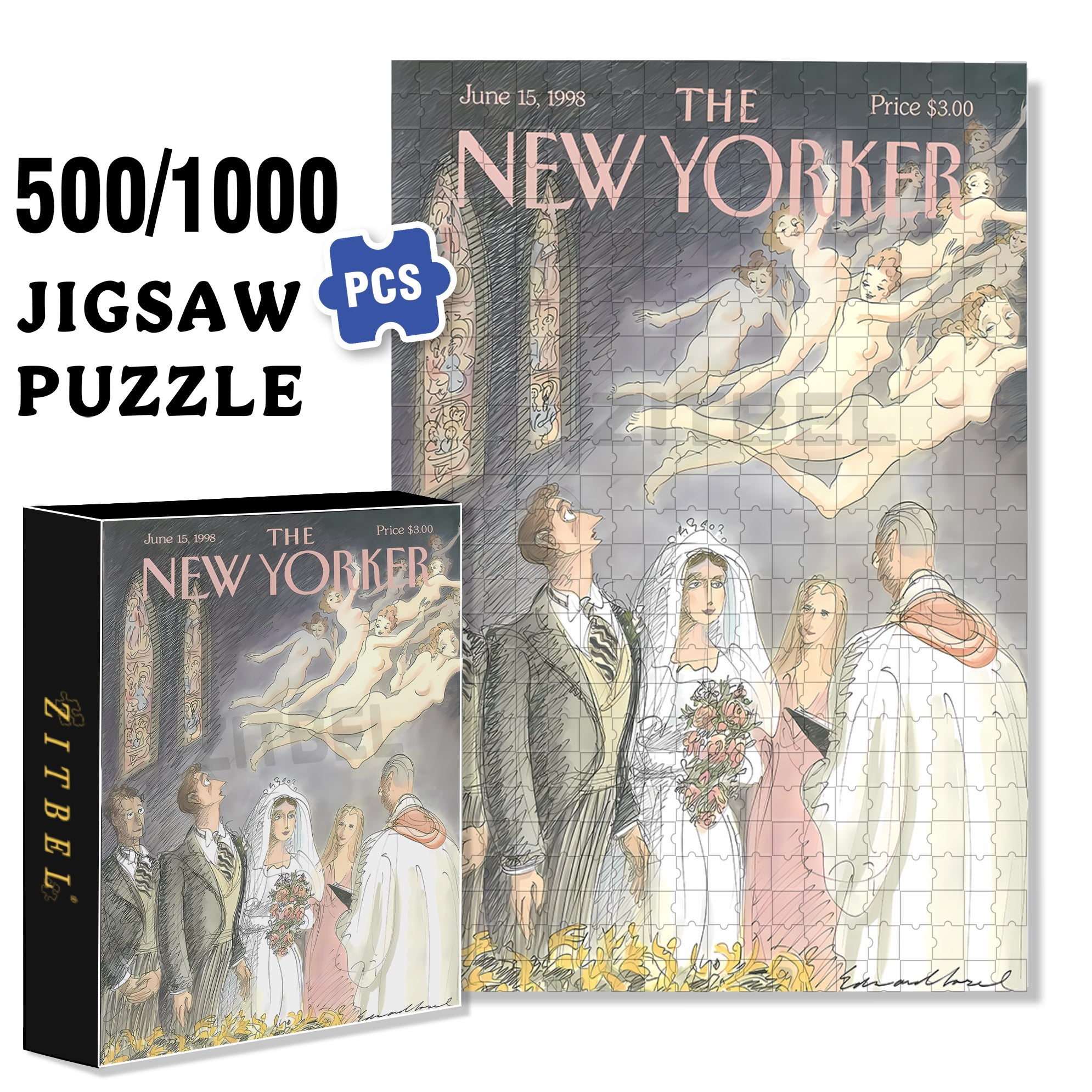 Wedding Vows 500pcs/1000pcs Jigsaw Puzzle, Scratch-Resistant, Interactive Family Game & Brain-Boosting DIY Decor, Perfect for Halloween, Christmas & New Year Gifts, Family Puzzle Game