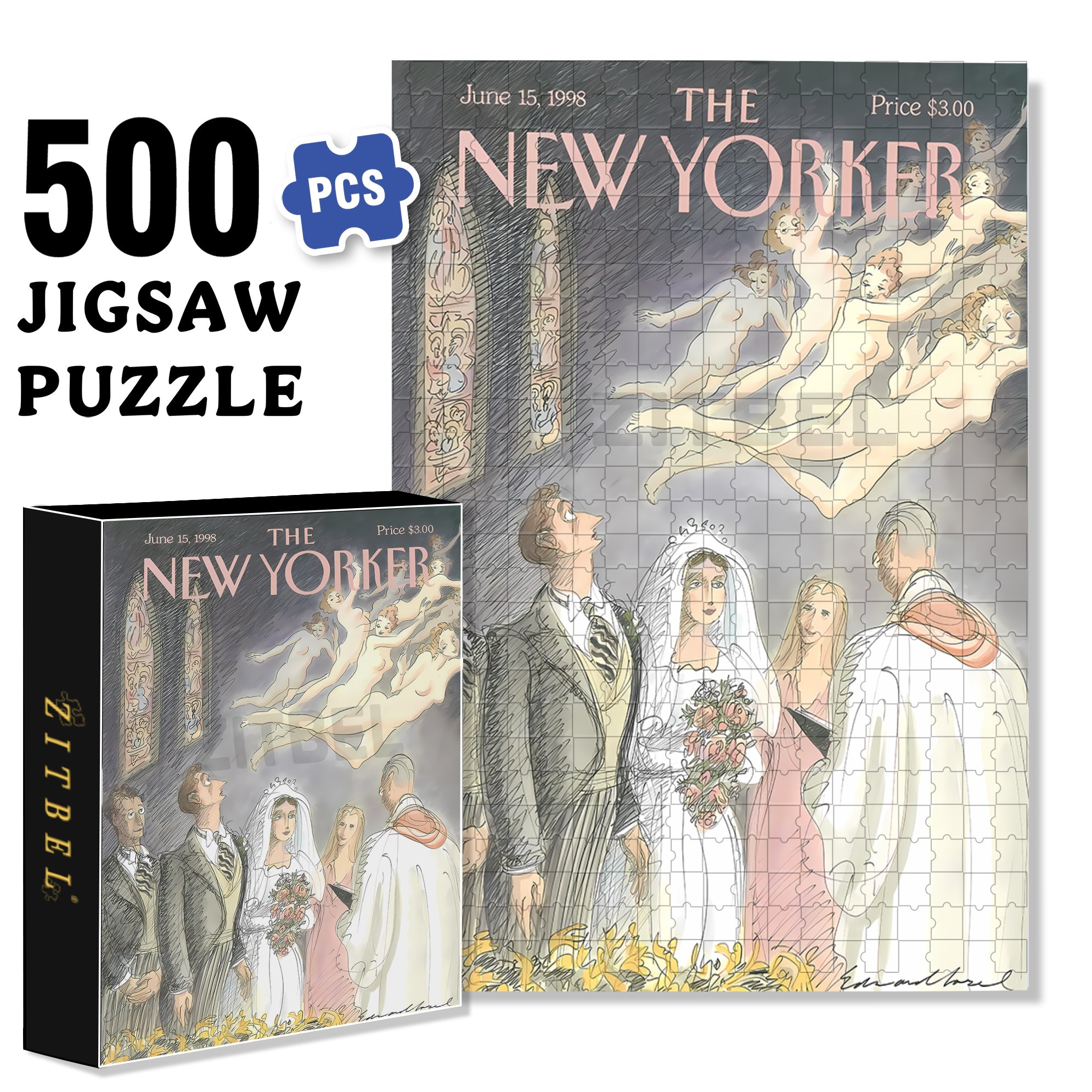 Wedding Vows 500pcs/1000pcs Jigsaw Puzzle, Scratch-Resistant, Interactive Family Game & Brain-Boosting DIY Decor, Perfect for Halloween, Christmas & New Year Gifts, Family Puzzle Game
