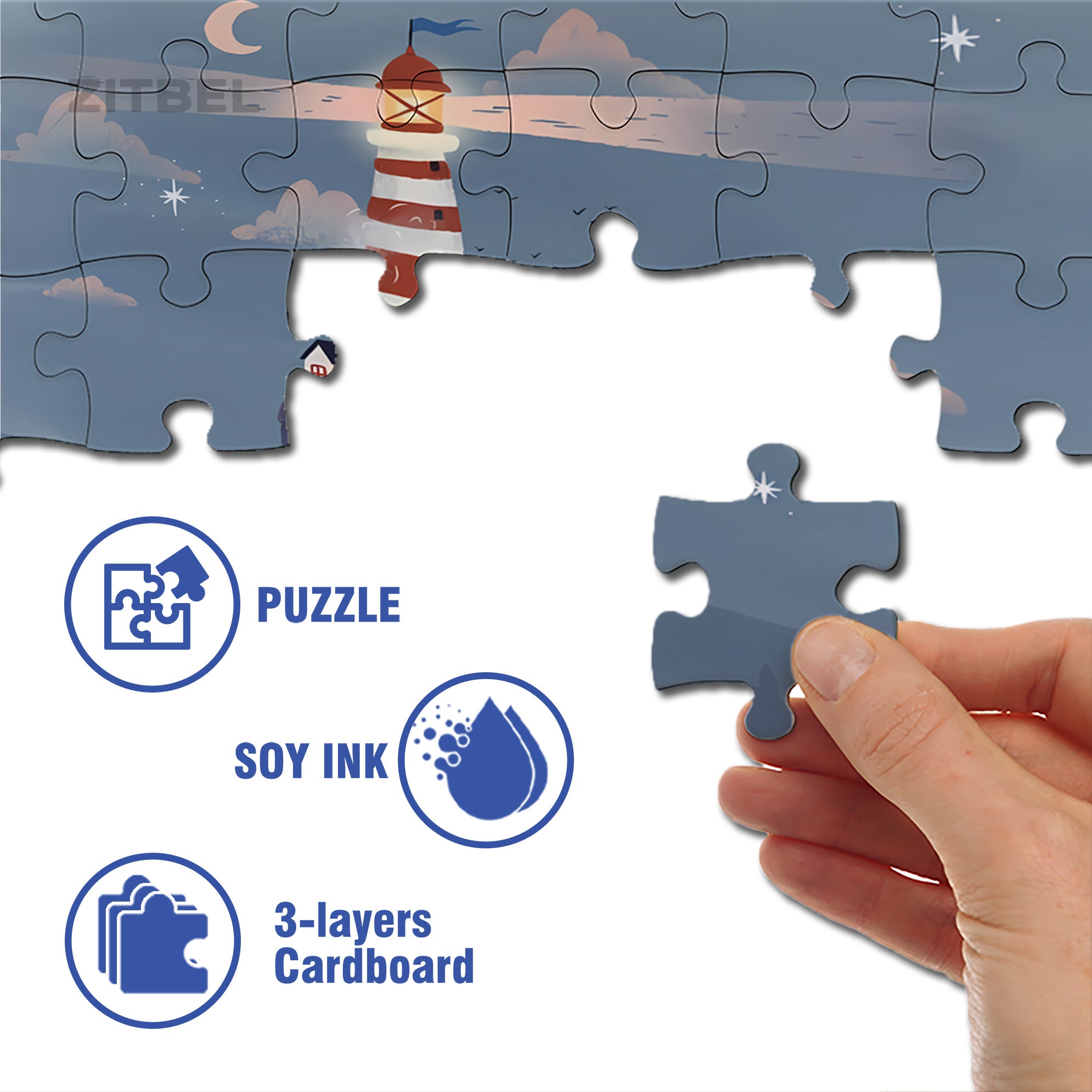 Whale and Lighthouse 500pcs/1000pcs Jigsaw Puzzle, Scratch-Resistant, Interactive Family Game & Brain-Boosting DIY Decor, Perfect for Halloween, Christmas & New Year Gifts, Family Puzzle Game