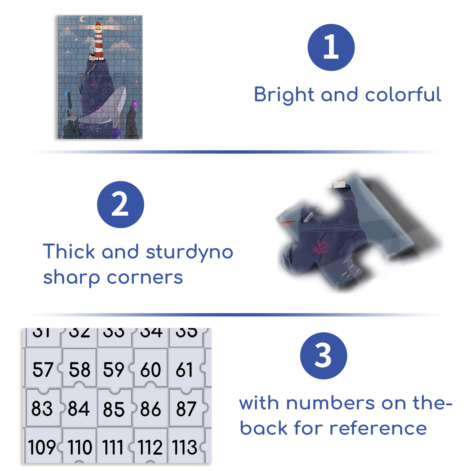 Whale and Lighthouse 500pcs/1000pcs Jigsaw Puzzle, Scratch-Resistant, Interactive Family Game & Brain-Boosting DIY Decor, Perfect for Halloween, Christmas & New Year Gifts, Family Puzzle Game