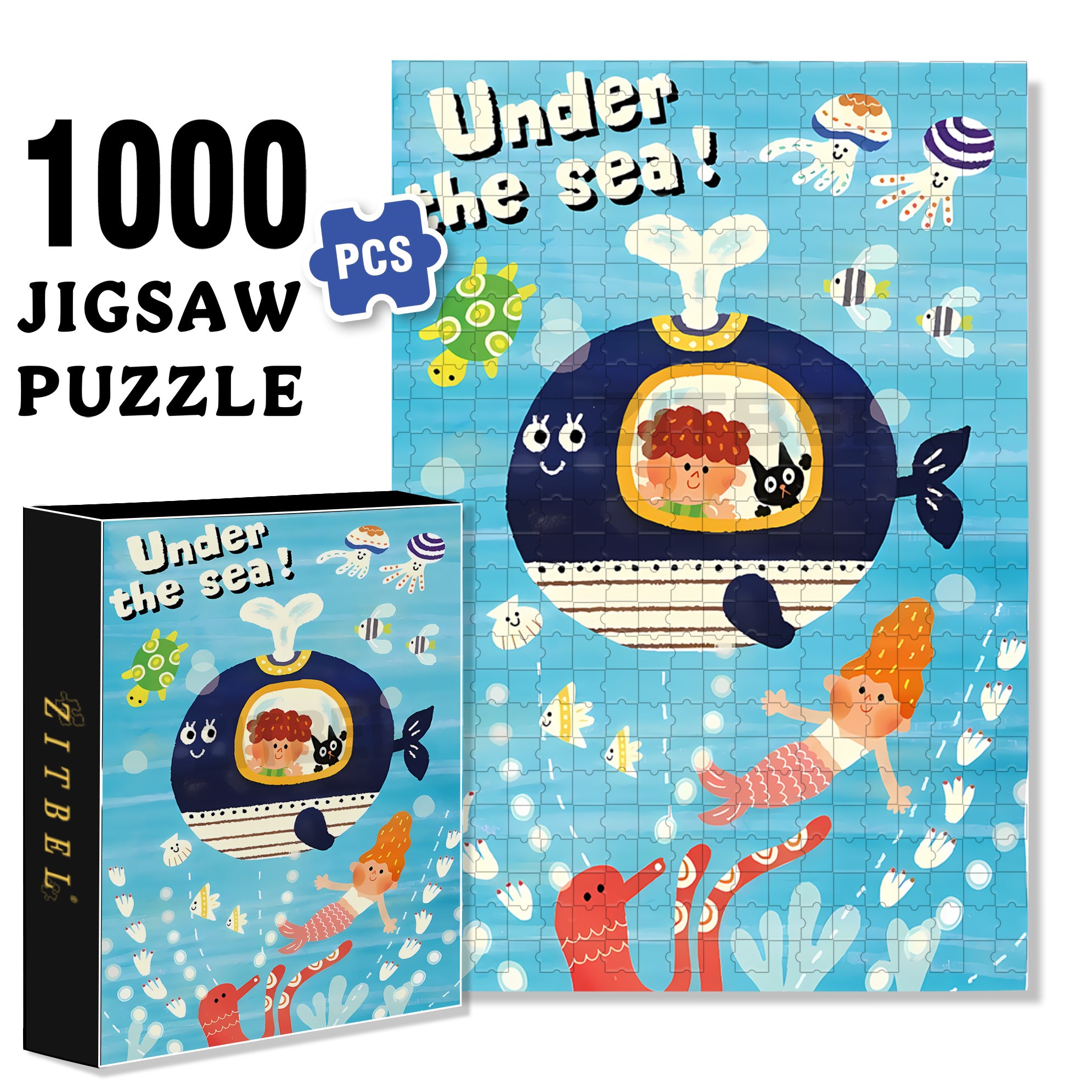 Whale Submarine 500pcs/1000pcs Jigsaw Puzzle, Scratch-Resistant, Interactive Family Game & Brain-Boosting DIY Decor, Perfect for Halloween, Christmas & New Year Gifts, Family Puzzle Game