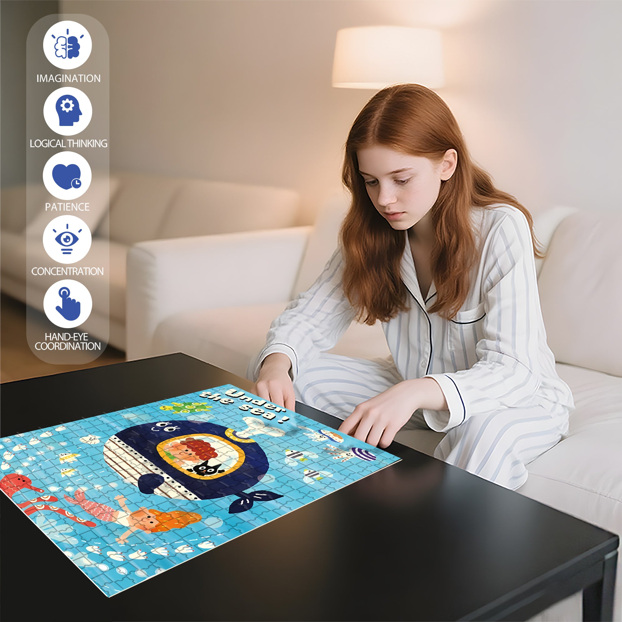 Whale Submarine 500pcs/1000pcs Jigsaw Puzzle, Scratch-Resistant, Interactive Family Game & Brain-Boosting DIY Decor, Perfect for Halloween, Christmas & New Year Gifts, Family Puzzle Game