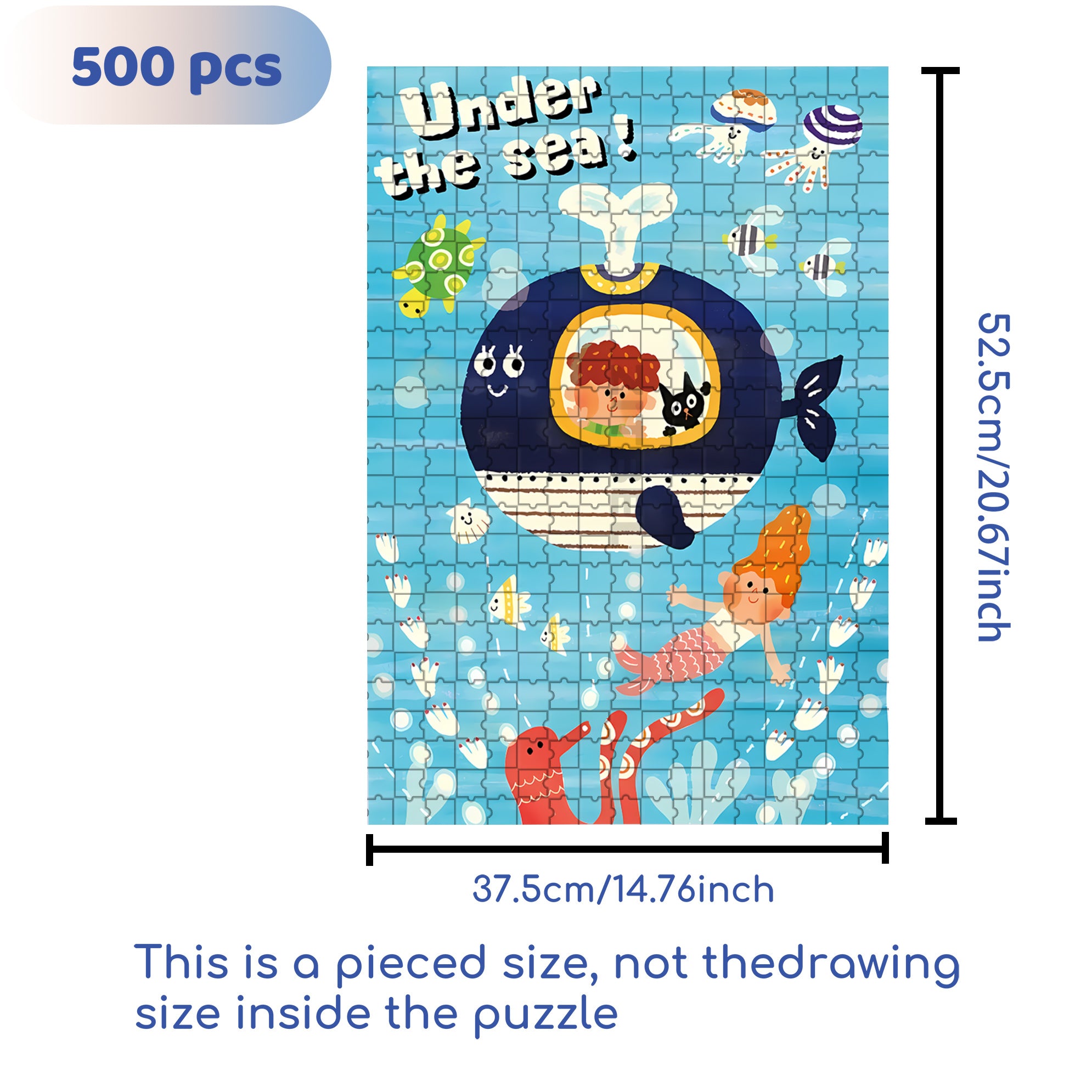 Whale Submarine 500pcs/1000pcs Jigsaw Puzzle, Scratch-Resistant, Interactive Family Game & Brain-Boosting DIY Decor, Perfect for Halloween, Christmas & New Year Gifts, Family Puzzle Game