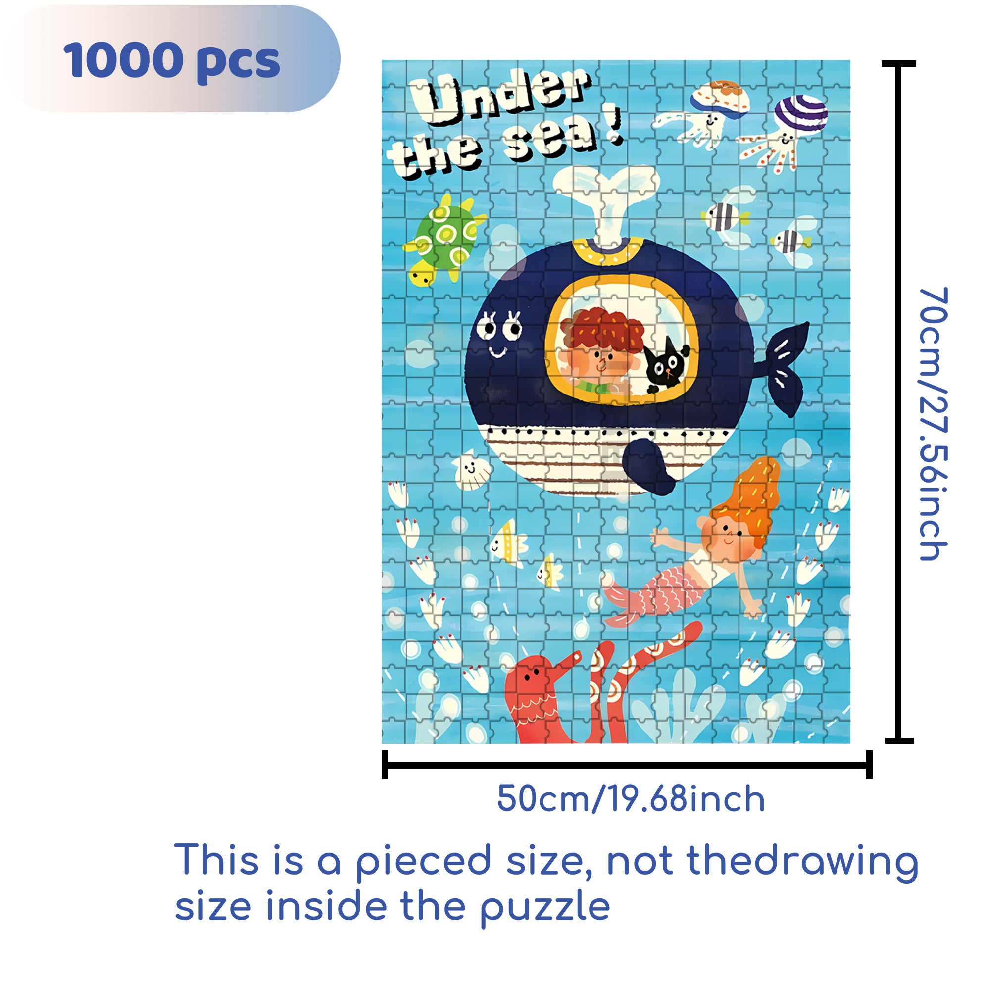 Whale Submarine 500pcs/1000pcs Jigsaw Puzzle, Scratch-Resistant, Interactive Family Game & Brain-Boosting DIY Decor, Perfect for Halloween, Christmas & New Year Gifts, Family Puzzle Game