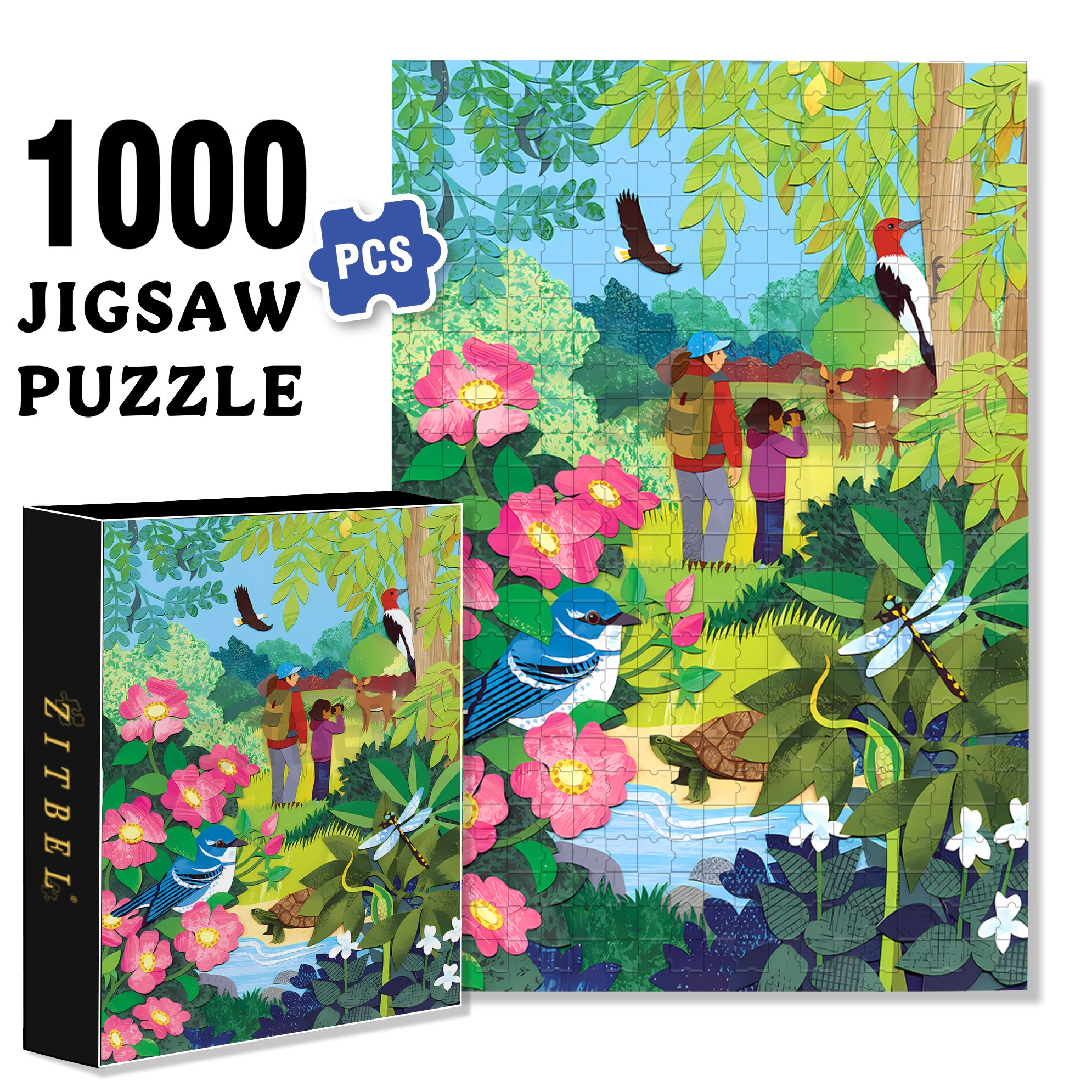 Wildlife 500pcs/1000pcs Jigsaw Puzzle, Scratch-Resistant, Interactive Family Game & Brain-Boosting DIY Decor, Perfect for Halloween, Christmas & New Year Gifts, Family Puzzle Game