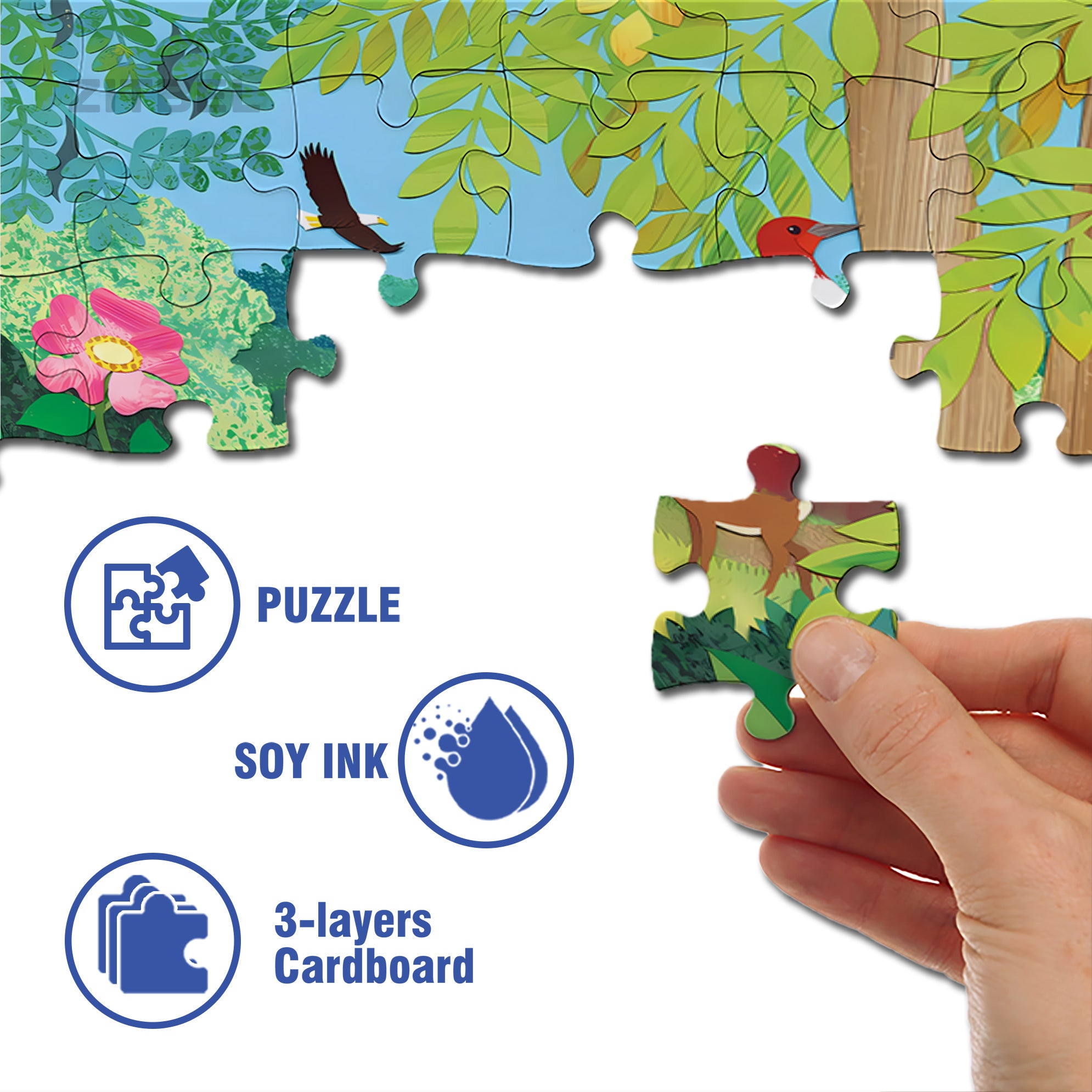 Wildlife 500pcs/1000pcs Jigsaw Puzzle, Scratch-Resistant, Interactive Family Game & Brain-Boosting DIY Decor, Perfect for Halloween, Christmas & New Year Gifts, Family Puzzle Game