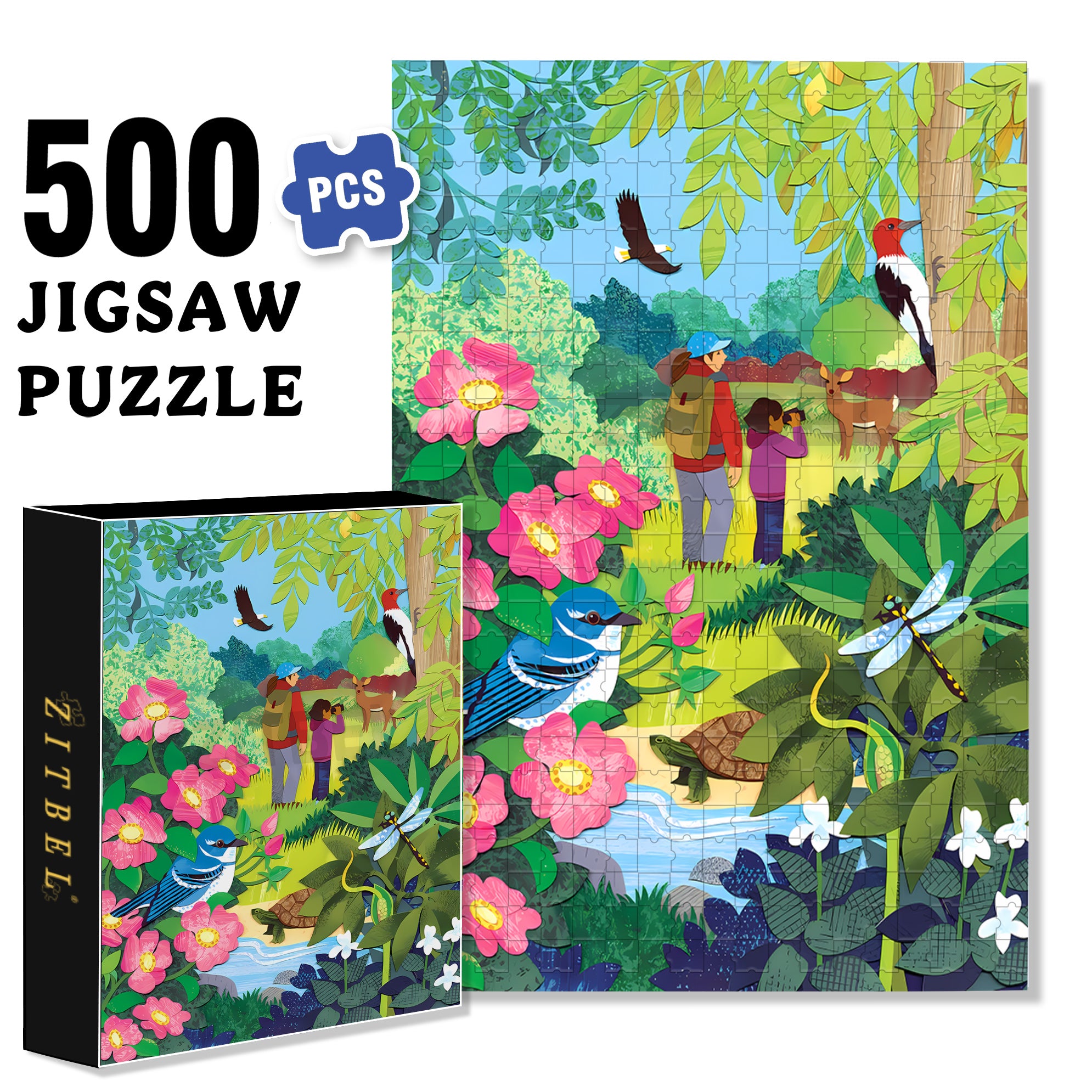 Wildlife 500pcs/1000pcs Jigsaw Puzzle, Scratch-Resistant, Interactive Family Game & Brain-Boosting DIY Decor, Perfect for Halloween, Christmas & New Year Gifts, Family Puzzle Game