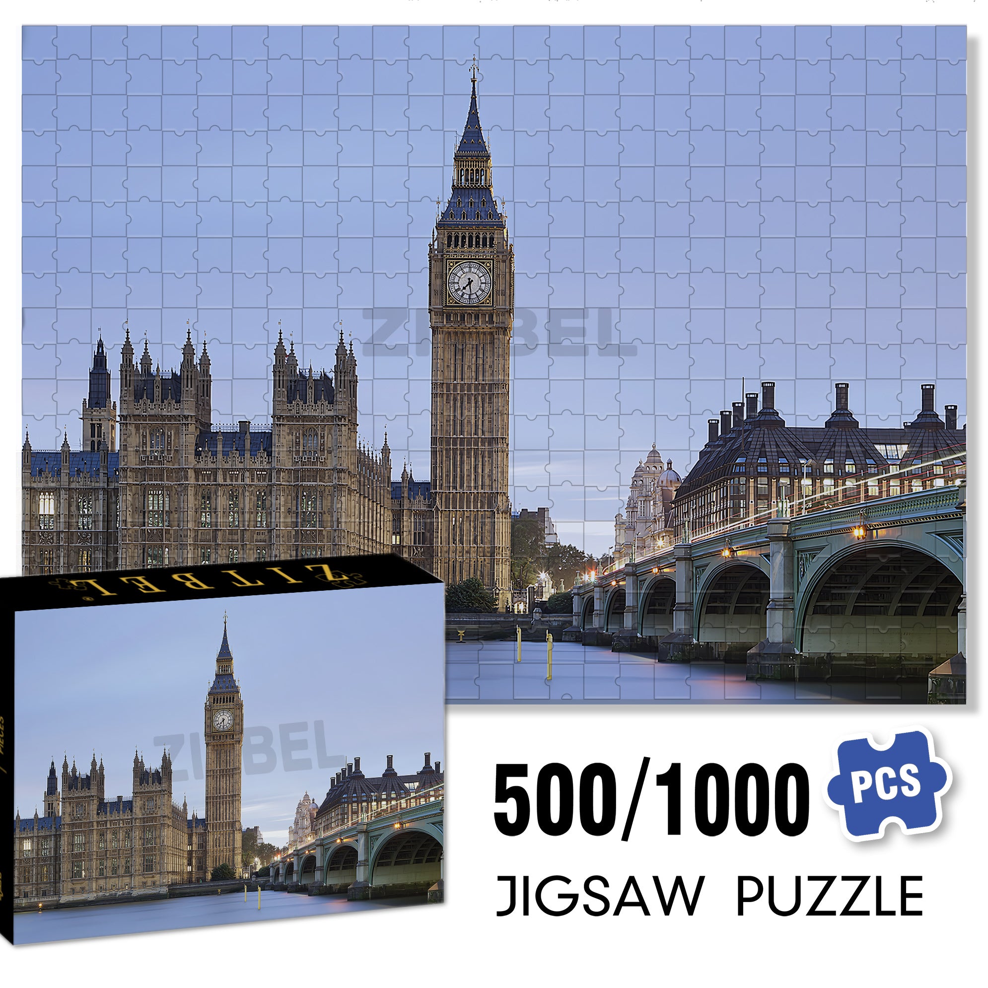 Big Ben 500pcs/1000pcs Jigsaw Puzzle, Scratch-Resistant, Interactive Family Game & Brain-Boosting DIY Decor, Perfect for Halloween, Christmas & New Year Gifts, Family Puzzle Game
