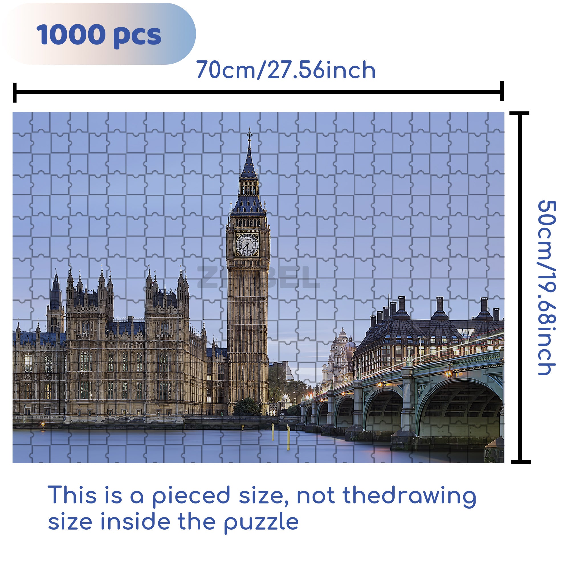 Big Ben 500pcs/1000pcs Jigsaw Puzzle, Scratch-Resistant, Interactive Family Game & Brain-Boosting DIY Decor, Perfect for Halloween, Christmas & New Year Gifts, Family Puzzle Game