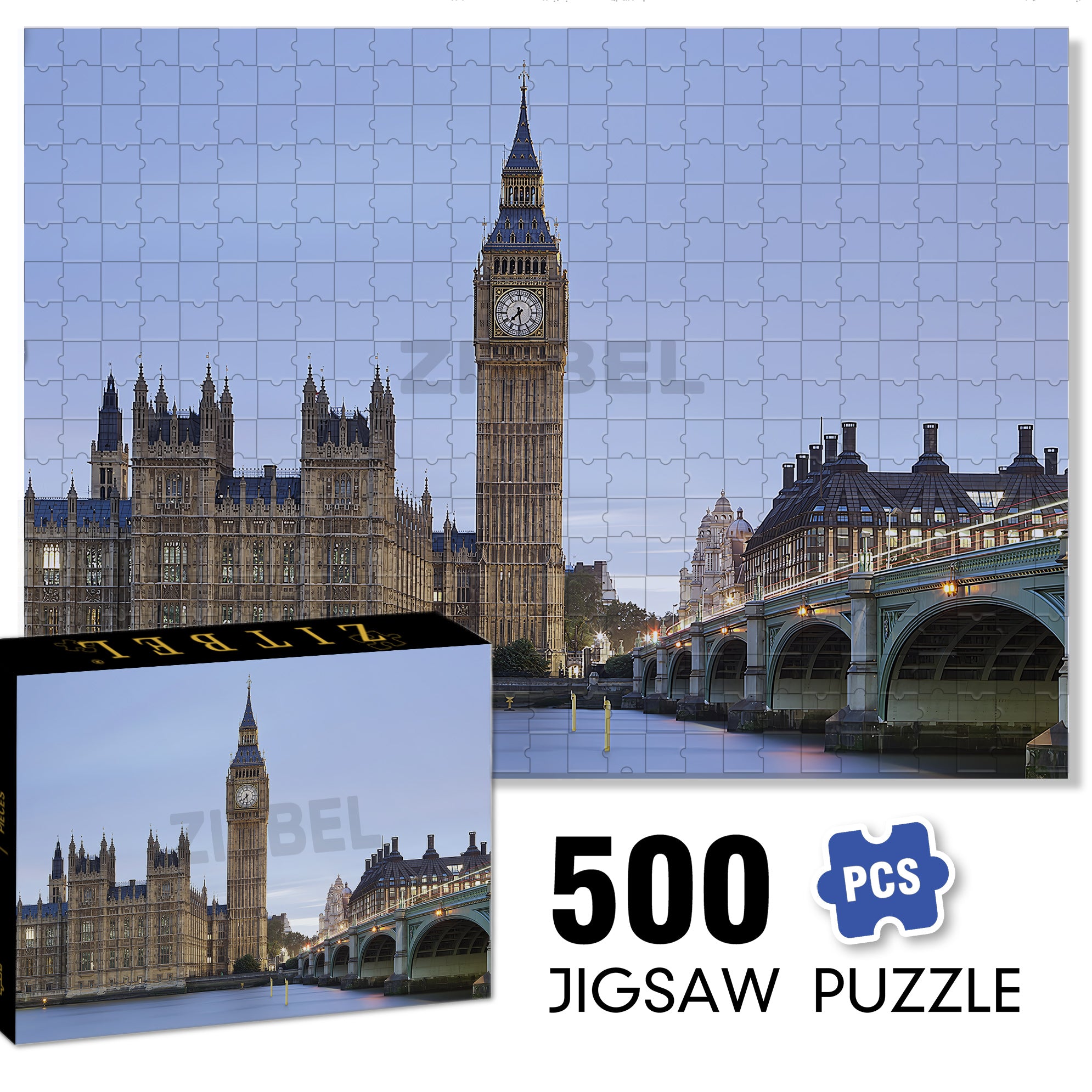 Big Ben 500pcs/1000pcs Jigsaw Puzzle, Scratch-Resistant, Interactive Family Game & Brain-Boosting DIY Decor, Perfect for Halloween, Christmas & New Year Gifts, Family Puzzle Game