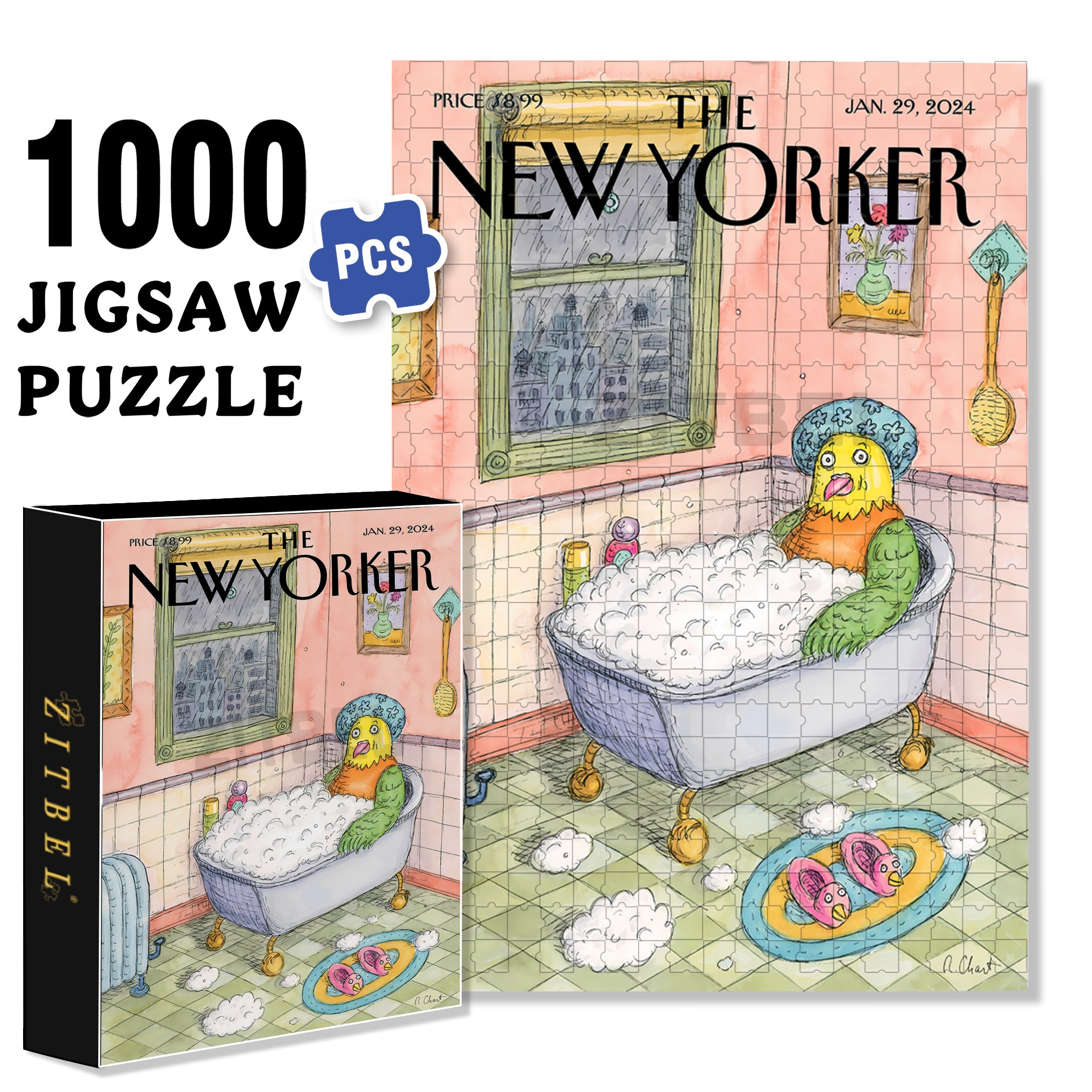 Bird Bath 500pcs/1000pcs Jigsaw Puzzle, Scratch-Resistant, Interactive Family Game & Brain-Boosting DIY Decor, Perfect for Halloween, Christmas & New Year Gifts, Family Puzzle Game