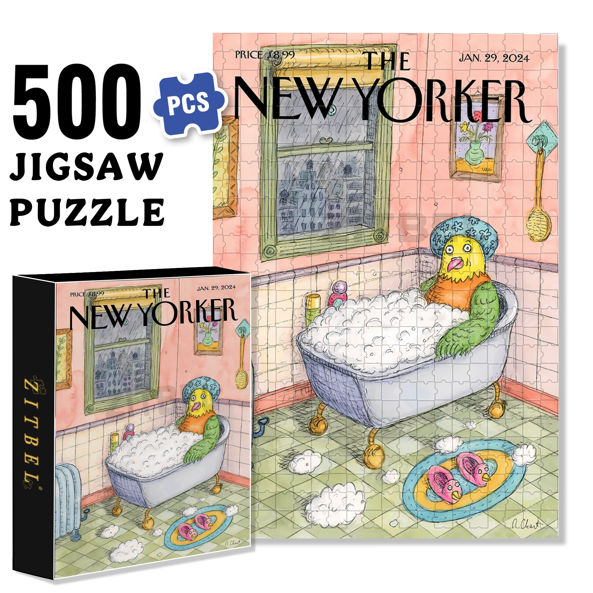 Bird Bath 500pcs/1000pcs Jigsaw Puzzle, Scratch-Resistant, Interactive Family Game & Brain-Boosting DIY Decor, Perfect for Halloween, Christmas & New Year Gifts, Family Puzzle Game