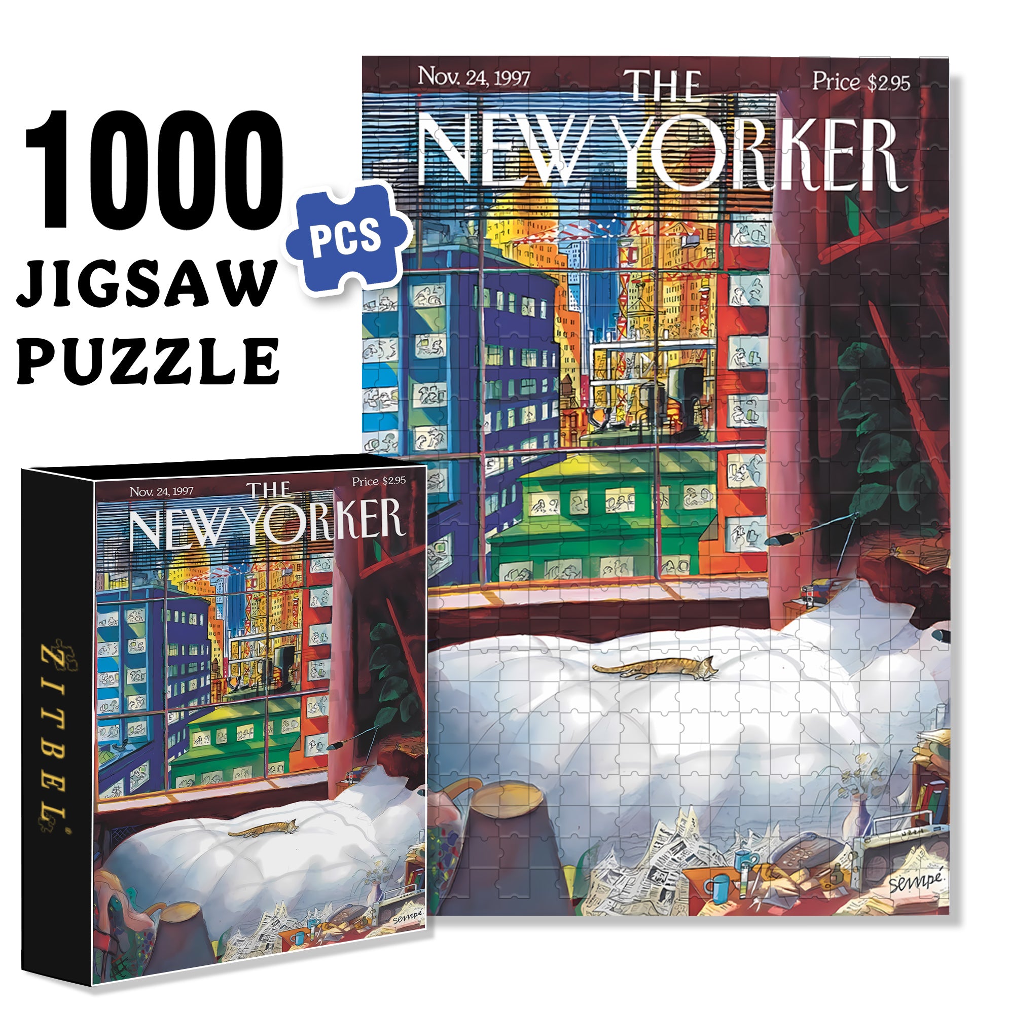 Cat Nap 500pcs/1000pcs Jigsaw Puzzle, Scratch-Resistant, Interactive Family Game & Brain-Boosting DIY Decor, Perfect for Halloween, Christmas & New Year Gifts, Family Puzzle Game
