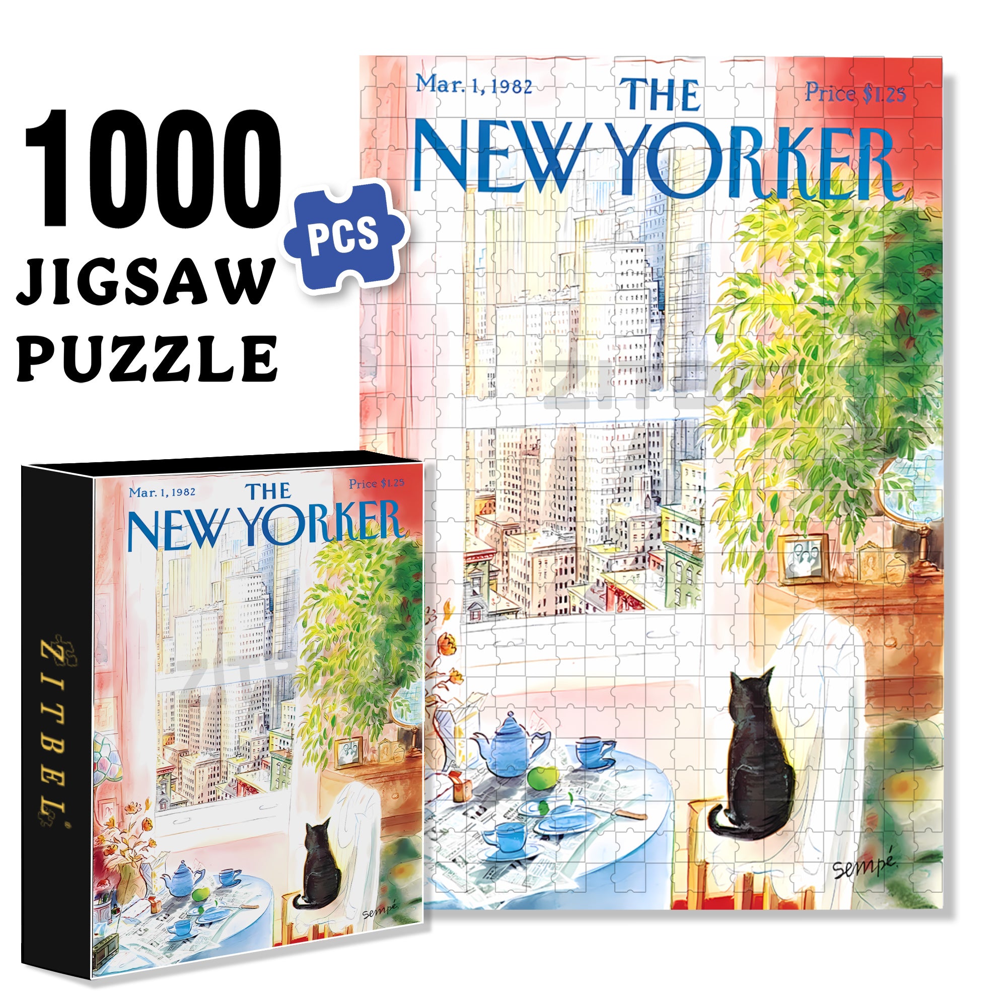 Cat's Eye View 500pcs/1000pcs Jigsaw Puzzle, Scratch-Resistant, Interactive Family Game & Brain-Boosting DIY Decor, Perfect for Halloween, Christmas & New Year Gifts, Family Puzzle Game