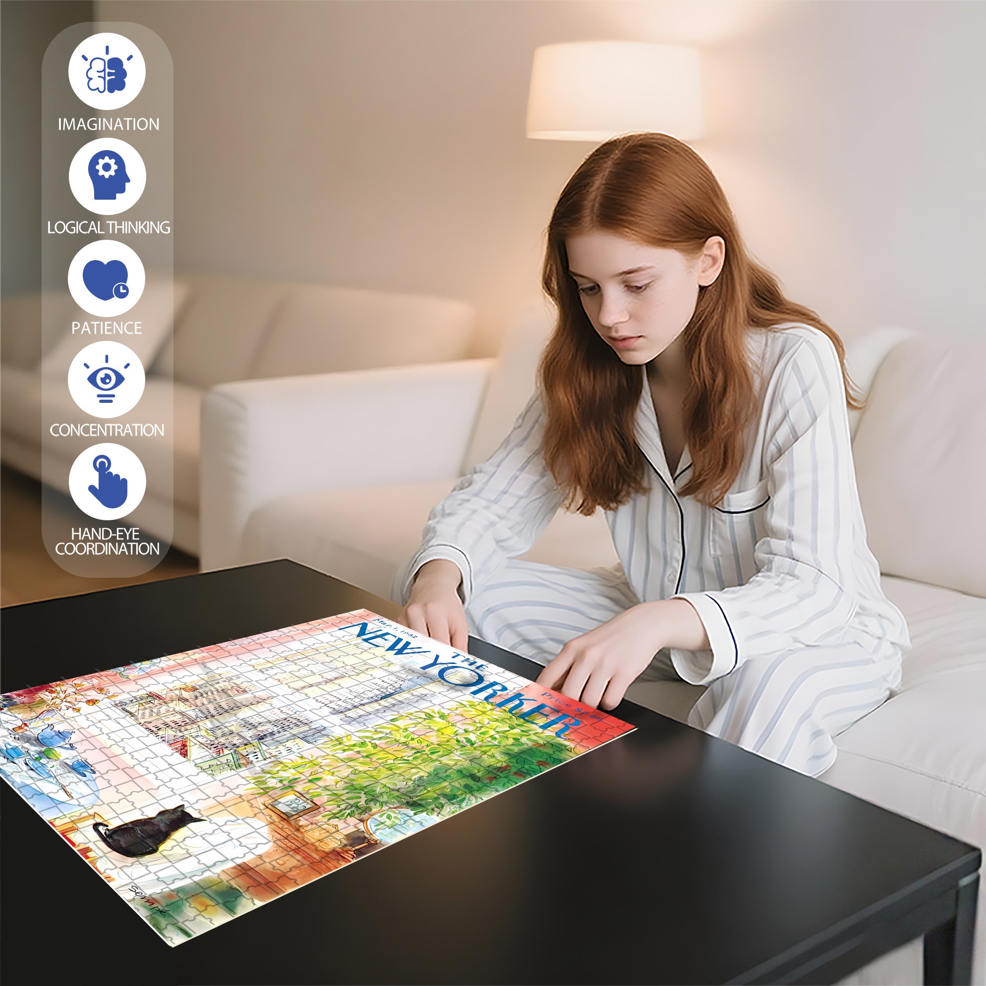 Cat's Eye View 500pcs/1000pcs Jigsaw Puzzle, Scratch-Resistant, Interactive Family Game & Brain-Boosting DIY Decor, Perfect for Halloween, Christmas & New Year Gifts, Family Puzzle Game