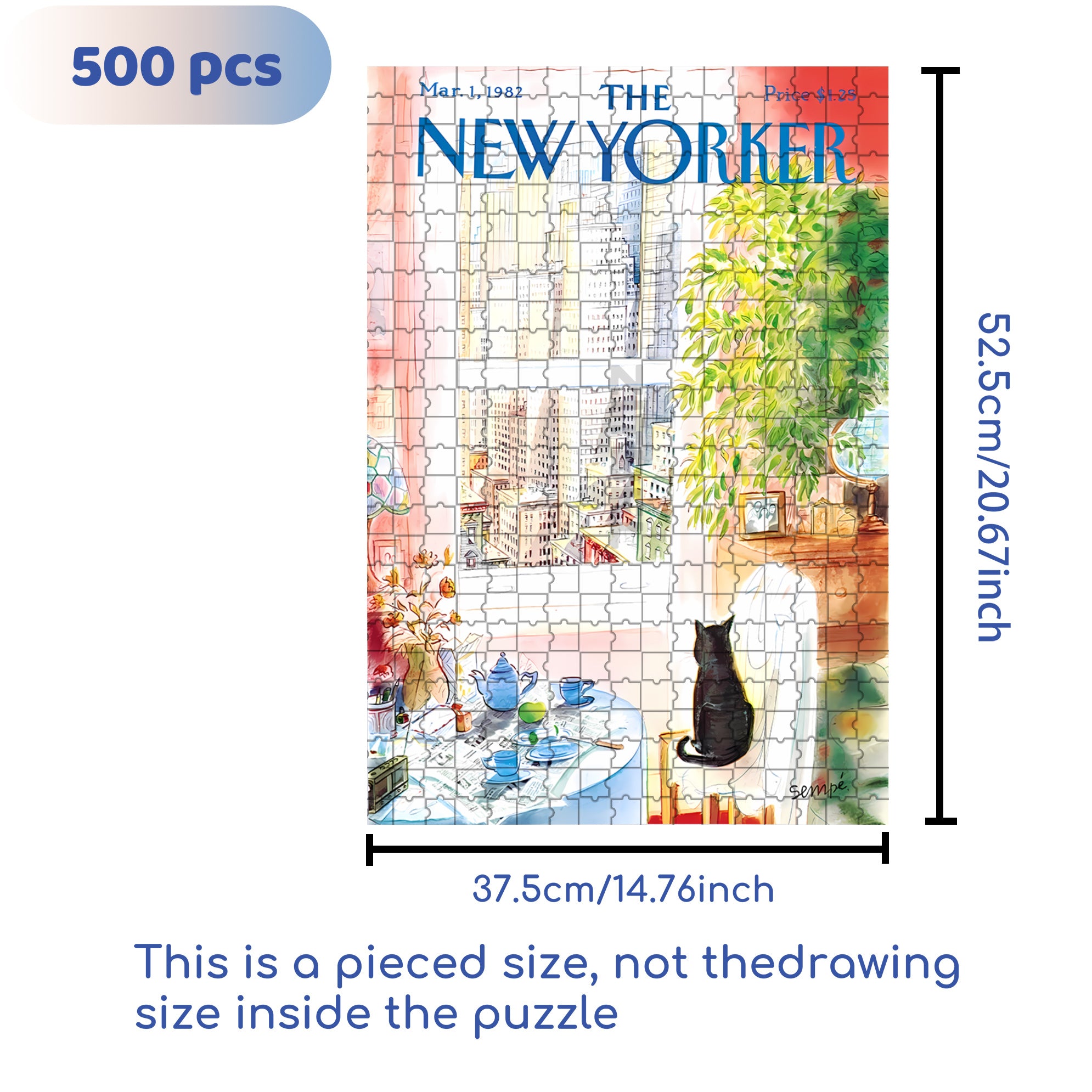 Cat's Eye View 500pcs/1000pcs Jigsaw Puzzle, Scratch-Resistant, Interactive Family Game & Brain-Boosting DIY Decor, Perfect for Halloween, Christmas & New Year Gifts, Family Puzzle Game