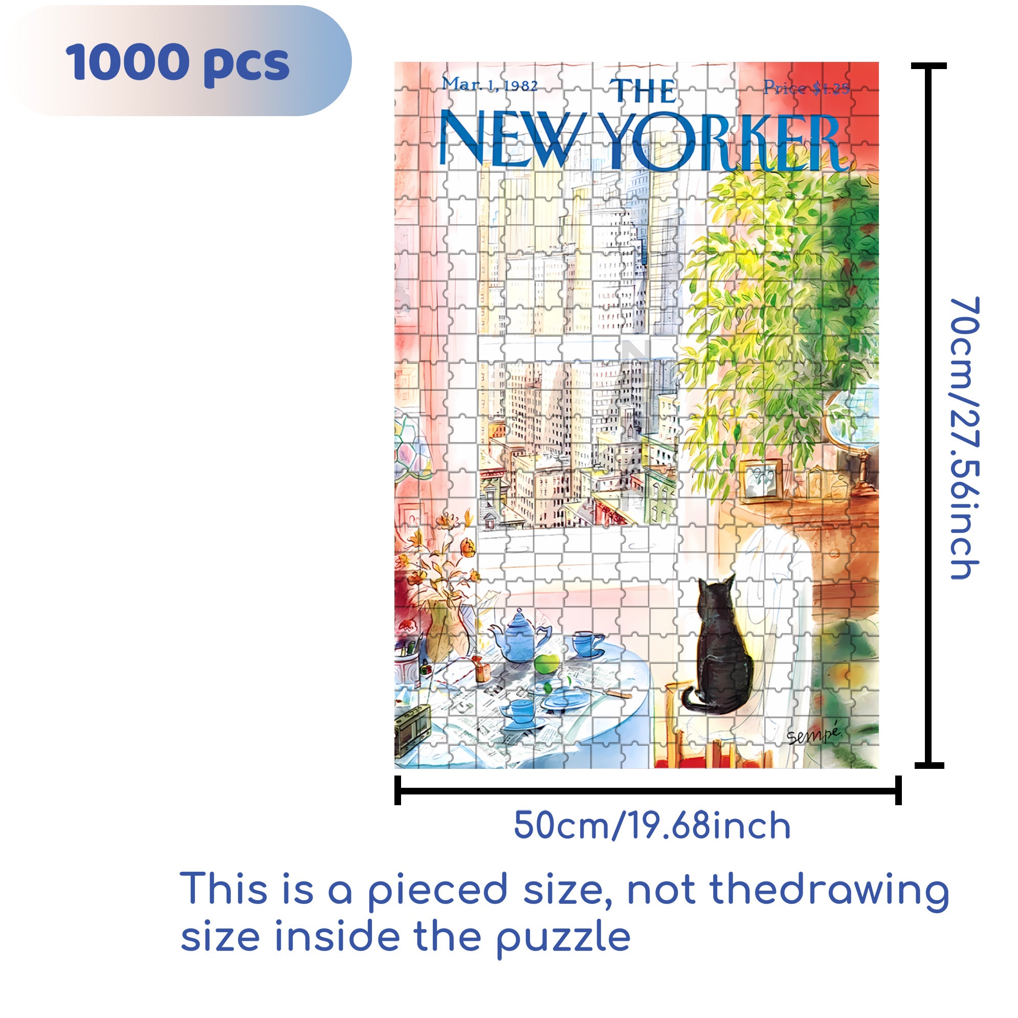 Cat's Eye View 500pcs/1000pcs Jigsaw Puzzle, Scratch-Resistant, Interactive Family Game & Brain-Boosting DIY Decor, Perfect for Halloween, Christmas & New Year Gifts, Family Puzzle Game