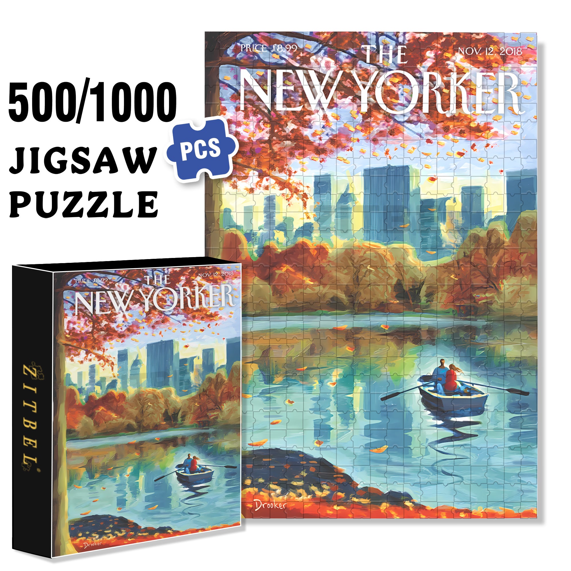 Central Park Row 500pcs/1000pcs Jigsaw Puzzle, Scratch-Resistant, Interactive Family Game & Brain-Boosting DIY Decor, Perfect for Halloween, Christmas & New Year Gifts, Family Puzzle Game
