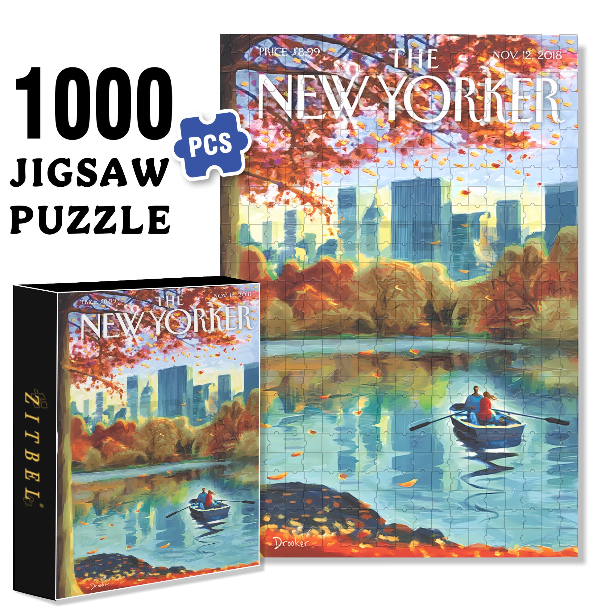 Central Park Row 500pcs/1000pcs Jigsaw Puzzle, Scratch-Resistant, Interactive Family Game & Brain-Boosting DIY Decor, Perfect for Halloween, Christmas & New Year Gifts, Family Puzzle Game