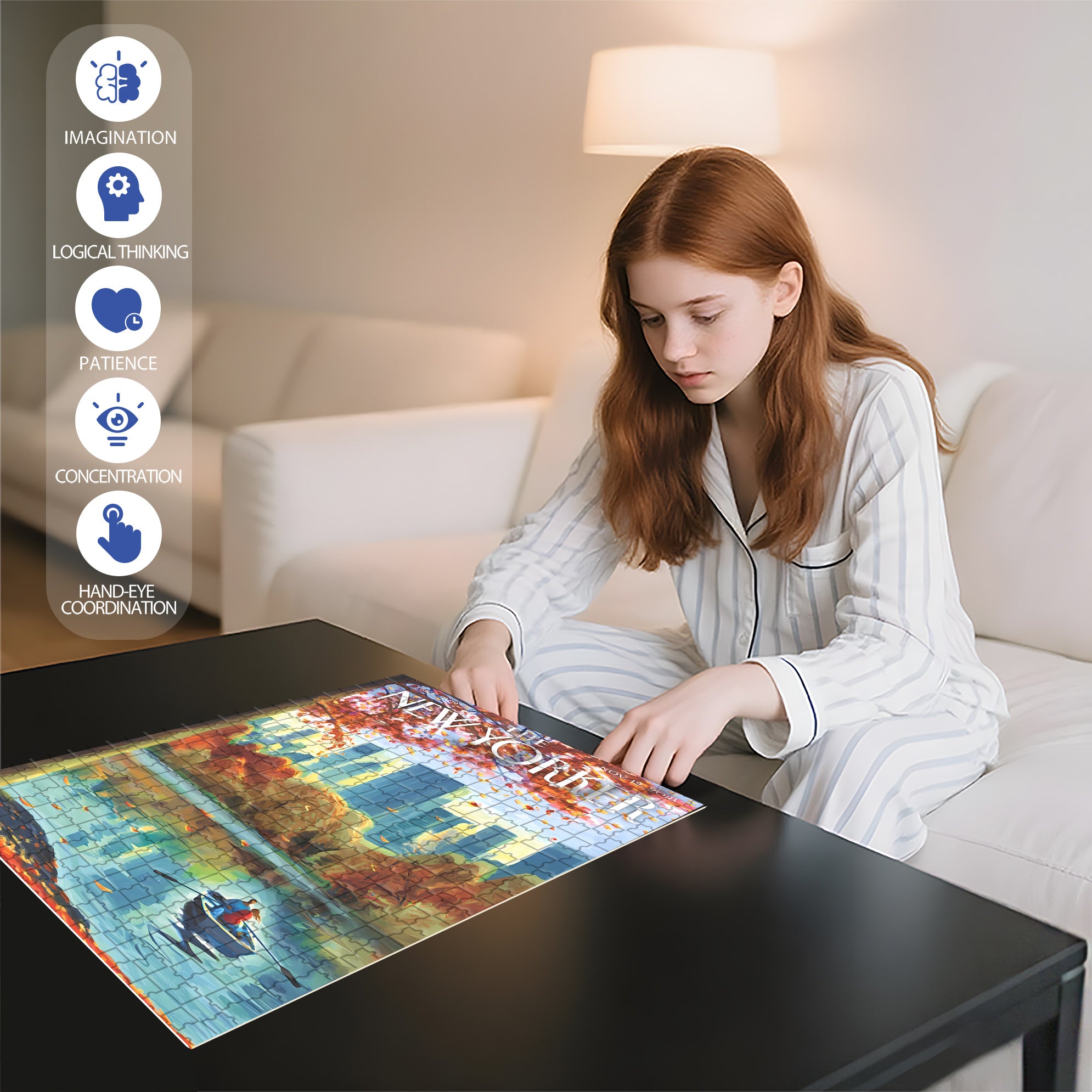 Central Park Row 500pcs/1000pcs Jigsaw Puzzle, Scratch-Resistant, Interactive Family Game & Brain-Boosting DIY Decor, Perfect for Halloween, Christmas & New Year Gifts, Family Puzzle Game